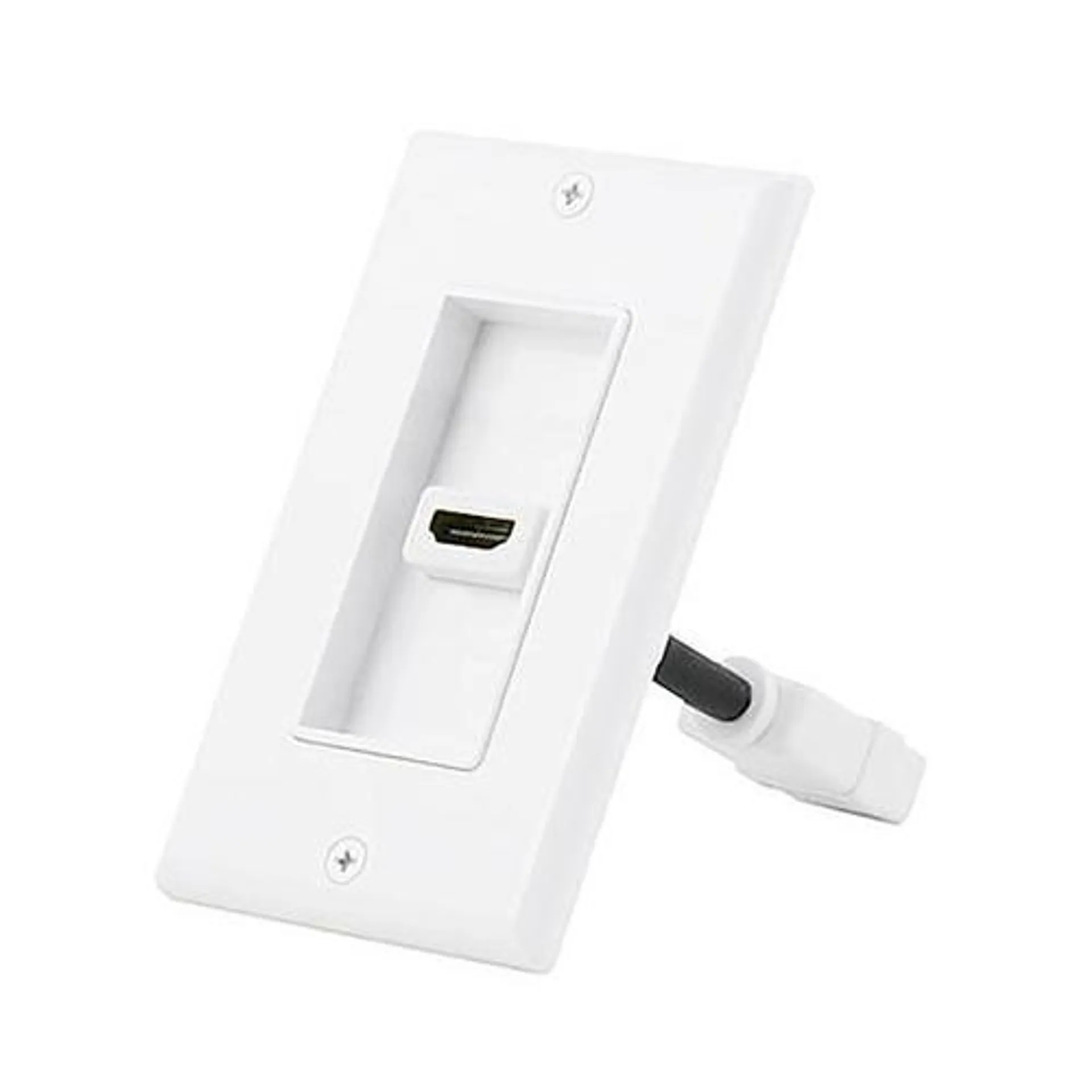 2-Piece Inset HDMI Wall Plate with 4 Inch Built-in Flexible HDMI Extension, White - PrimeCables®