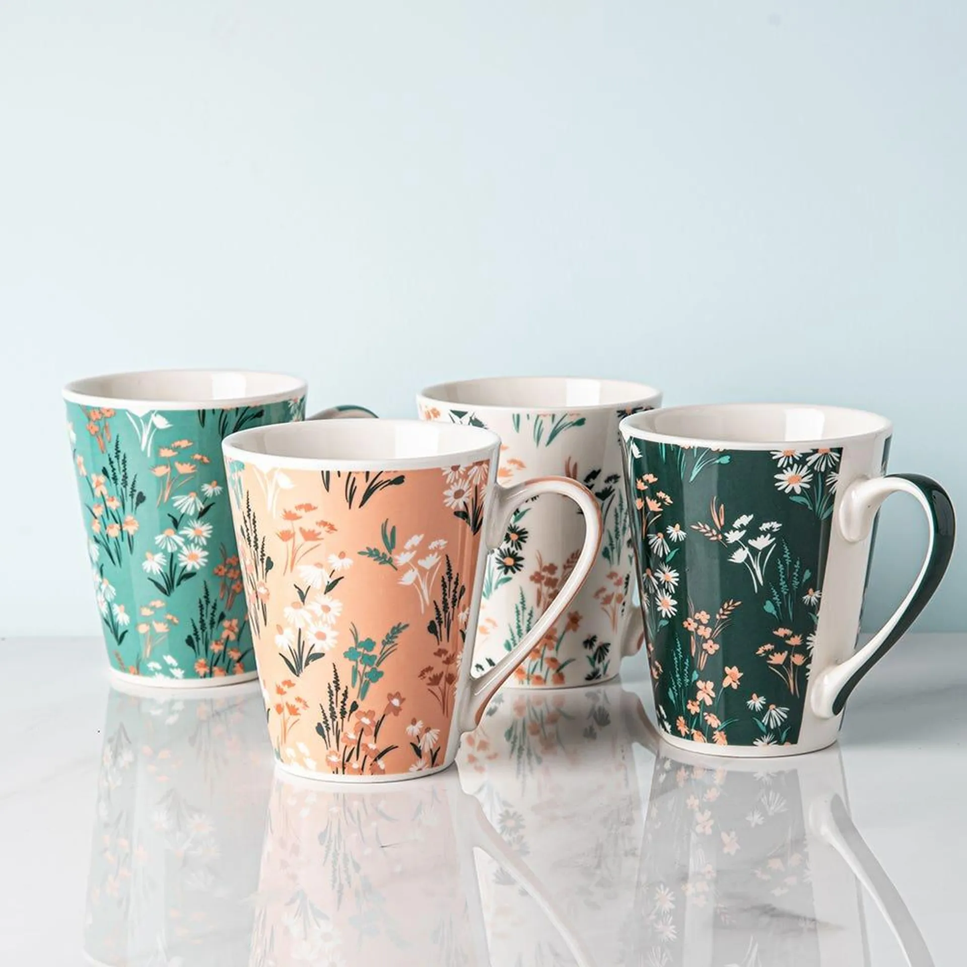 KSP Graphic 'Blossom' Mug - Set of 4 (10.5oz.)