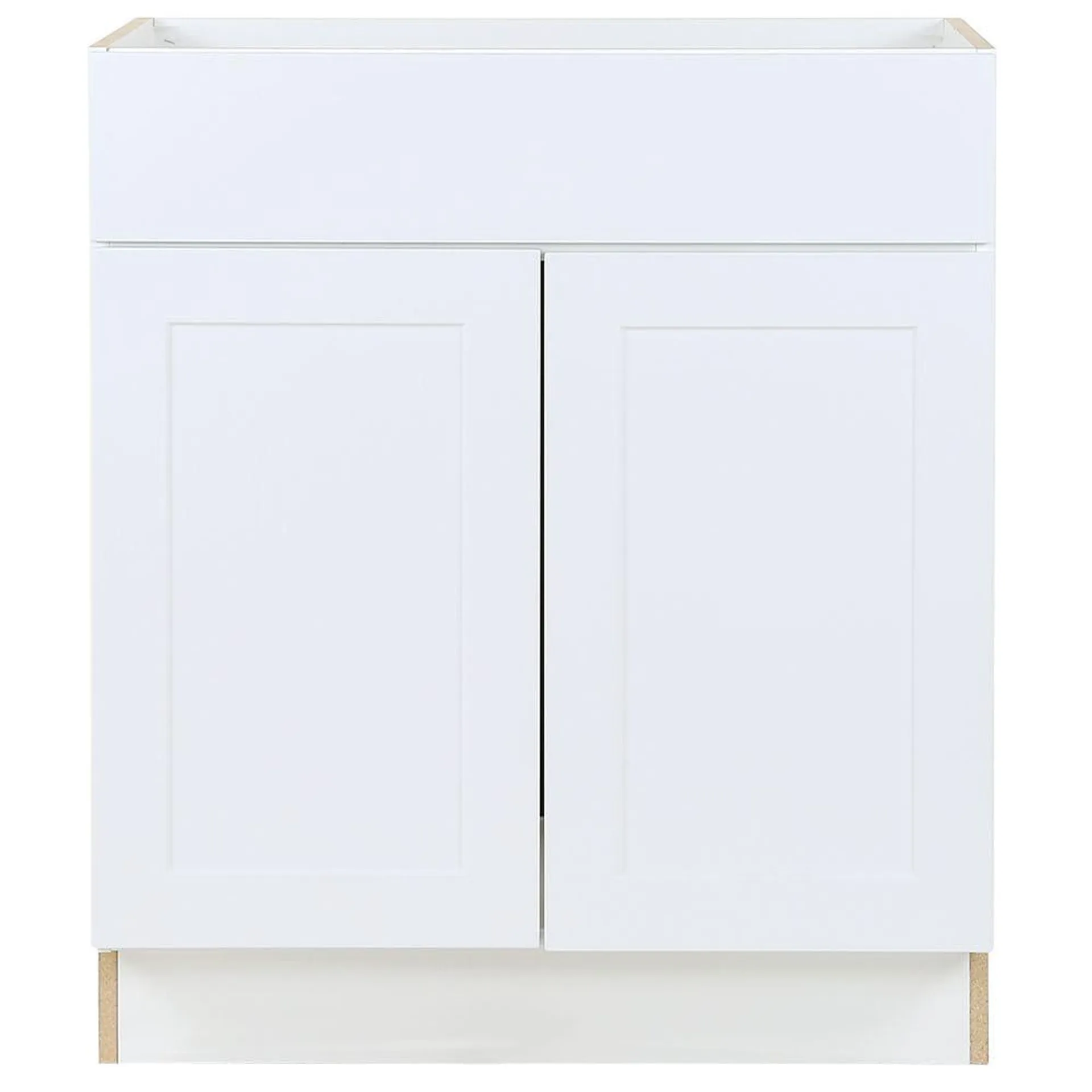 Edson 30-inch W x 34.5-inch H x 24.5-inch D Shaker Style Assembled Kitchen Sink Base Cabinet/Cupboard in Solid White (BS30)