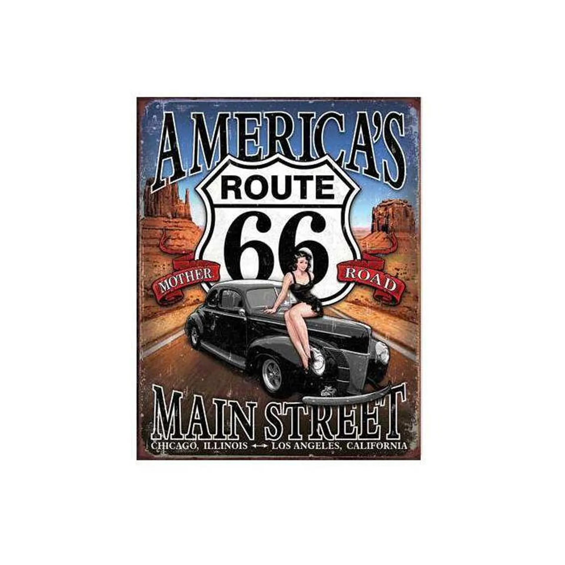 Route 66 - America's Main Street Tin Sign