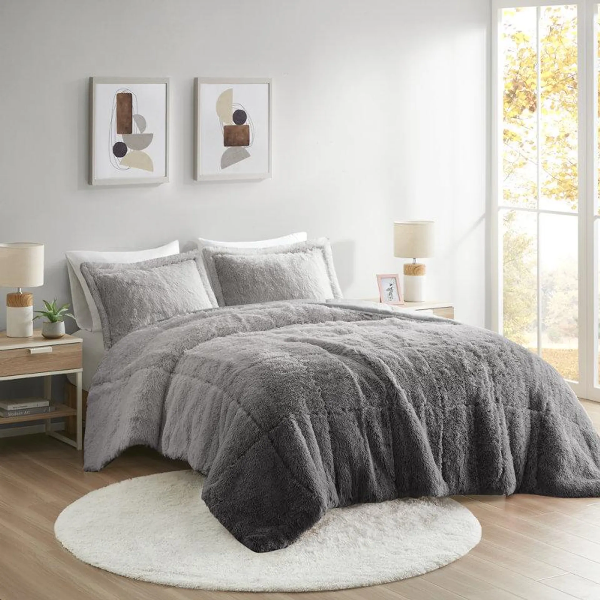 Malea Shaggy Faux Fur Comforter Mini Set