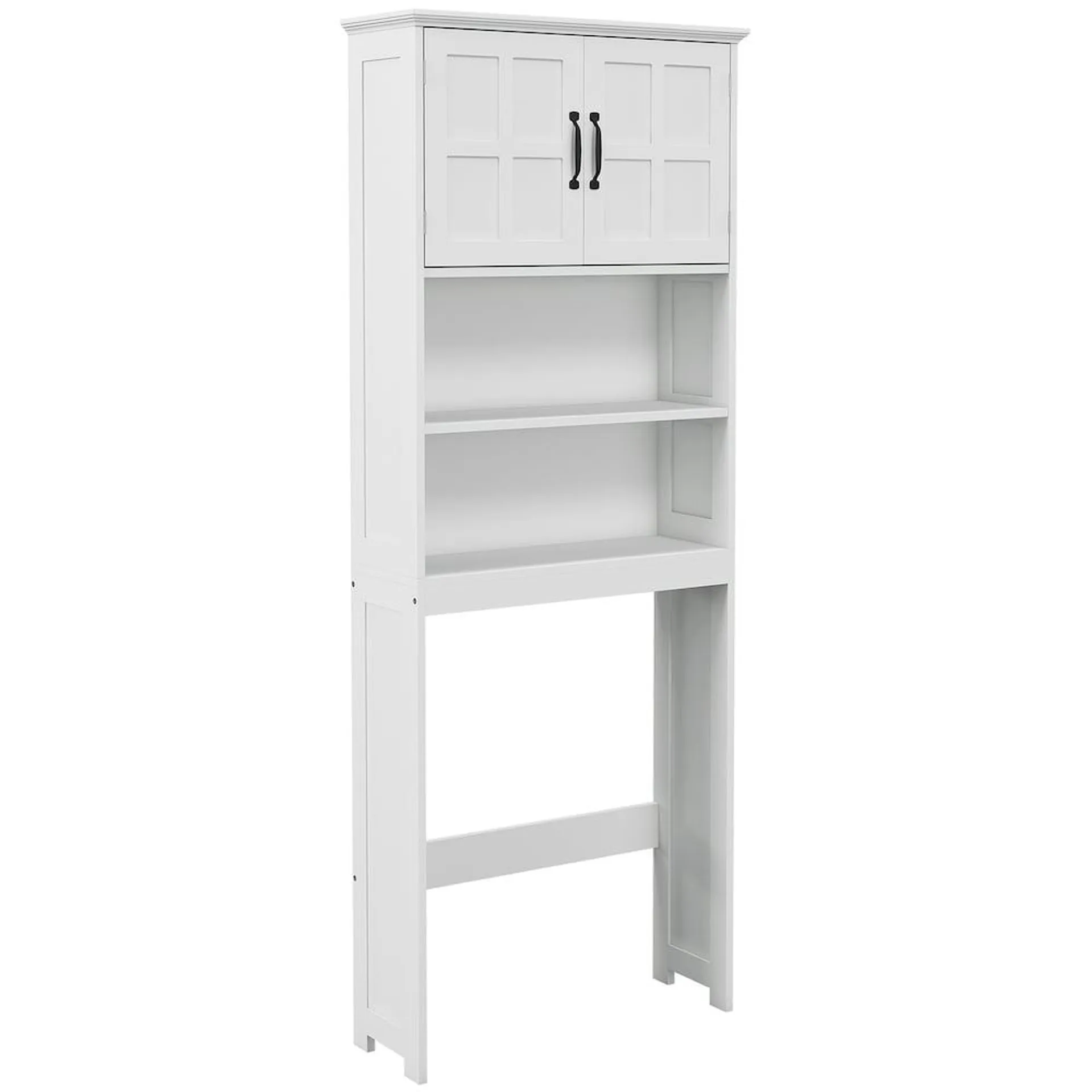 26-inch W Free Standing Over the Toilet Cabinet with Double Door Cupboard in White