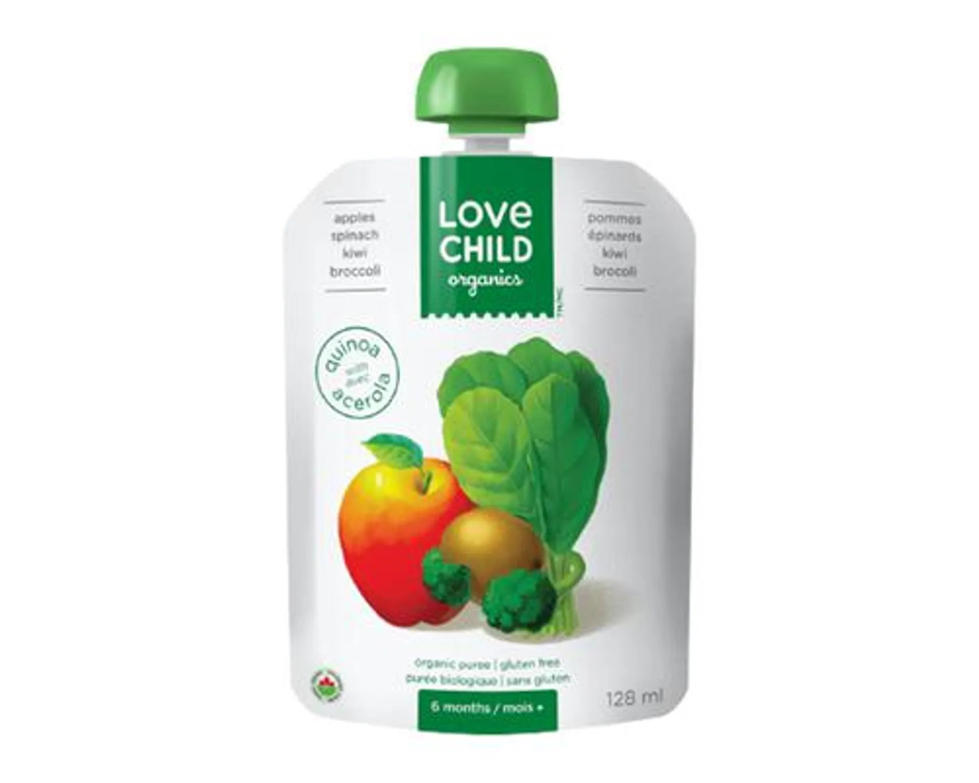 Love Child Organic Puree Apples Spinach Kiwi & Broccoli 128mL