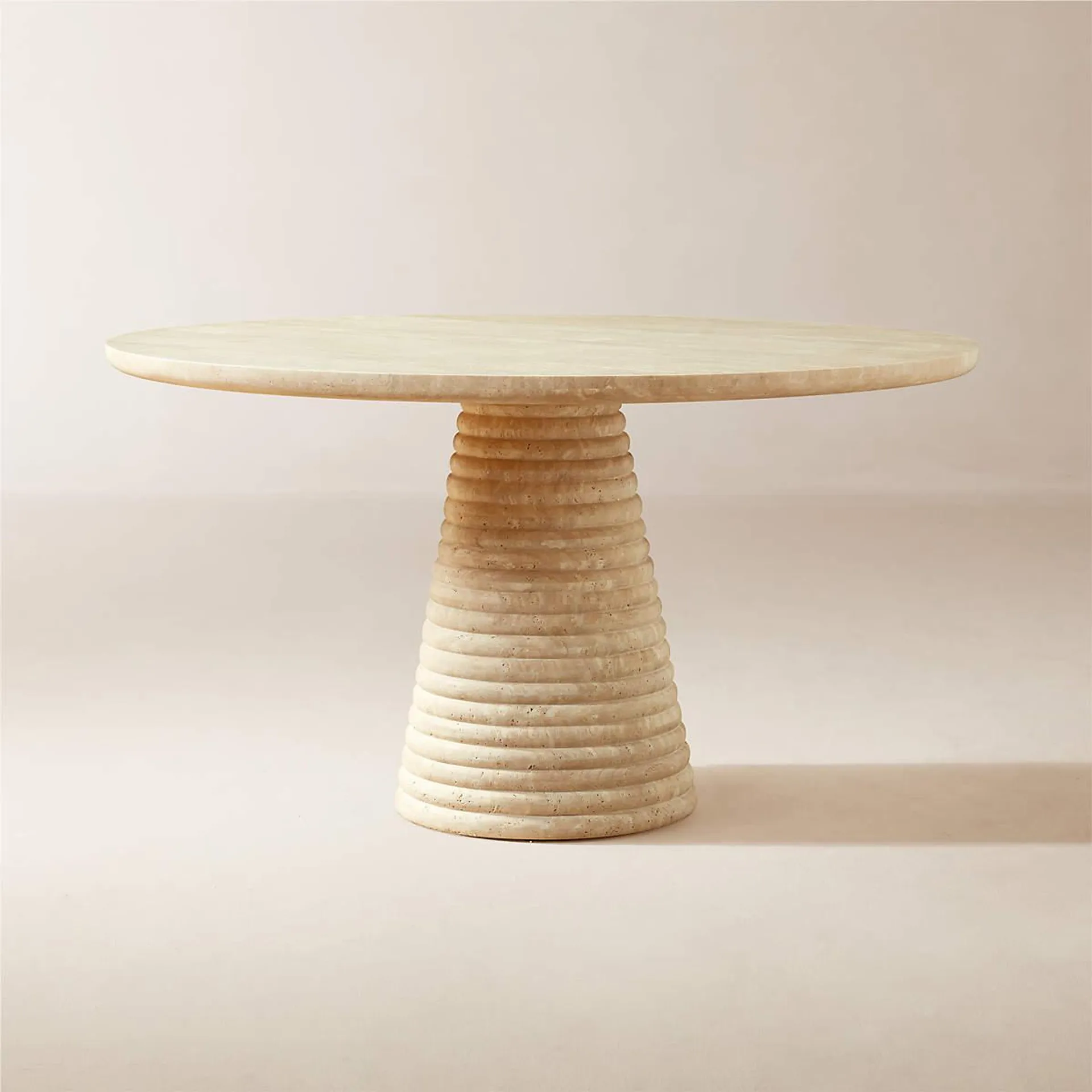 Taza 54" Round Travertine Dining Table