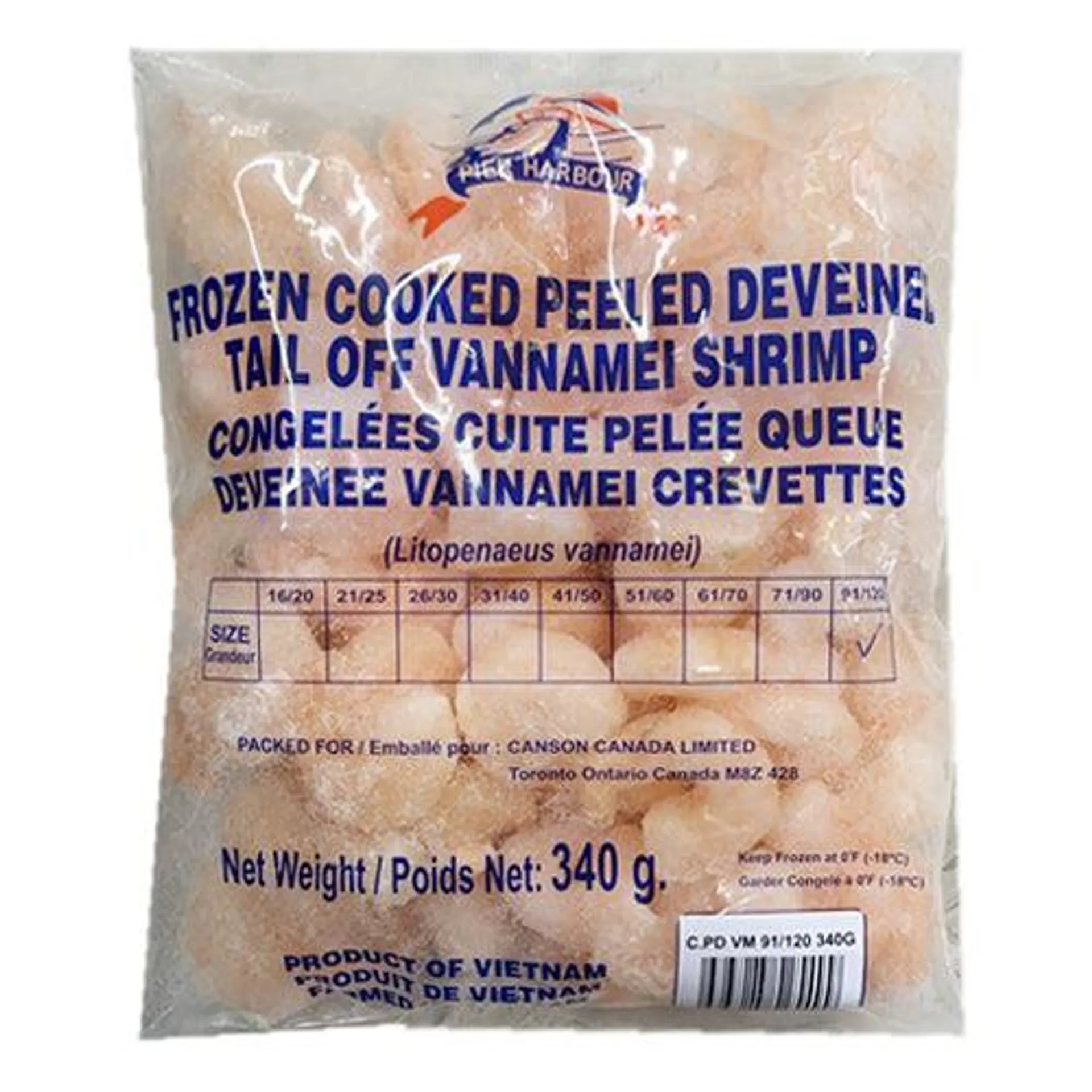 Pier harbour Frozen Cooked Peeled Deveined tail off Vannamei Shrimp 91/120