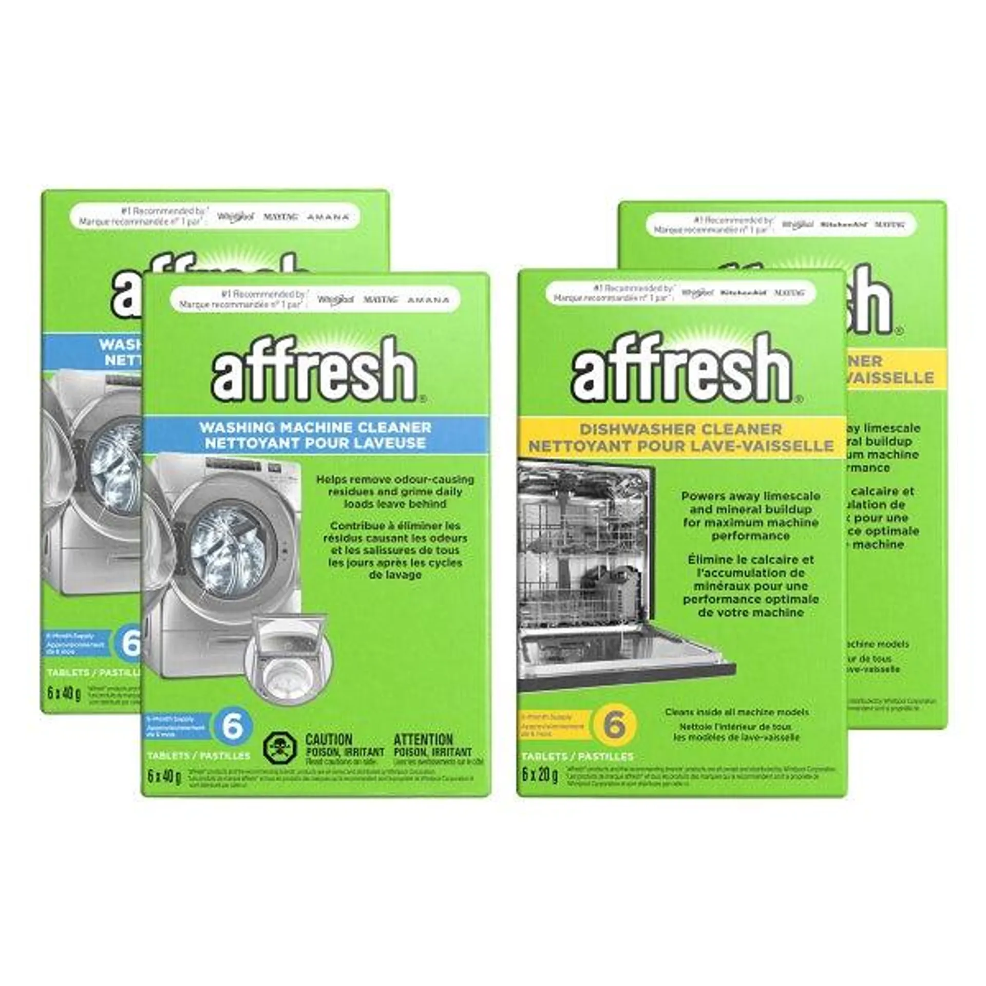 Affresh Washing Machine Cleaner & Dishwasher Cleaner Bundle, 24-count