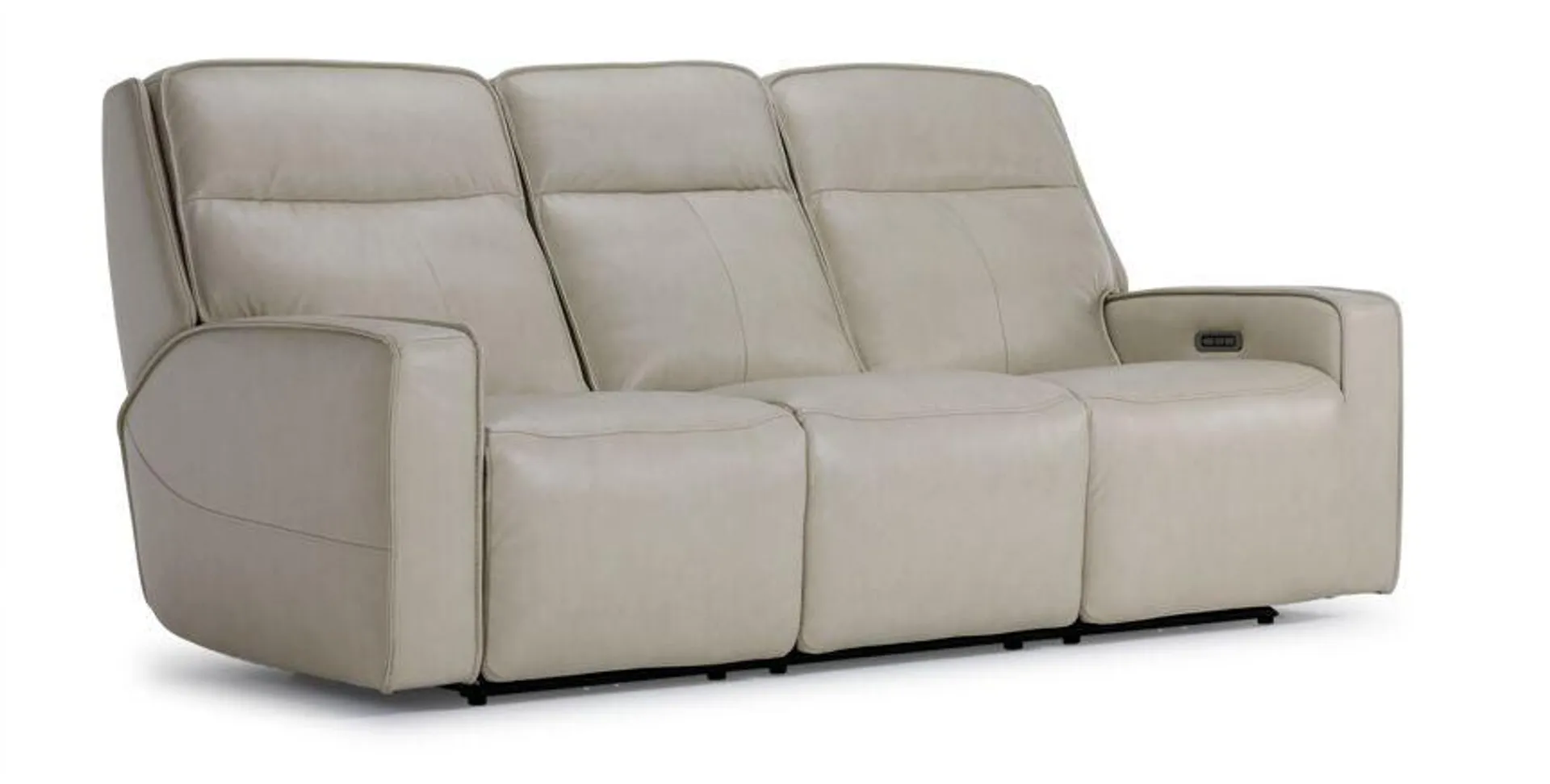 Henry Leather Triple Power Reclining Sofa - Ivory