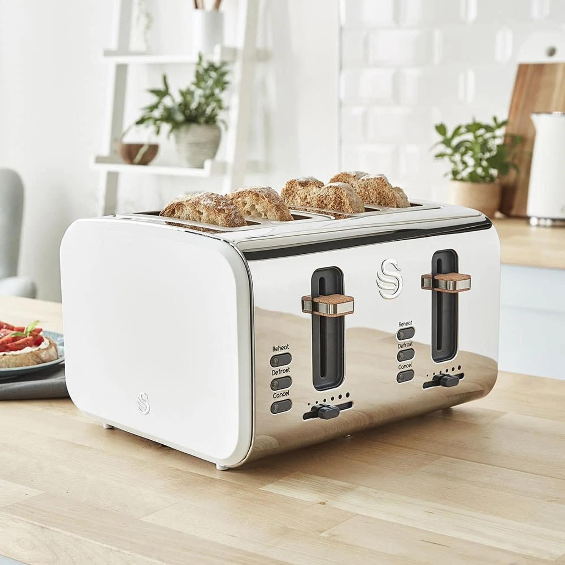 Swan Nordic Toaster 4-Slice (Cream/Stainless Steel)