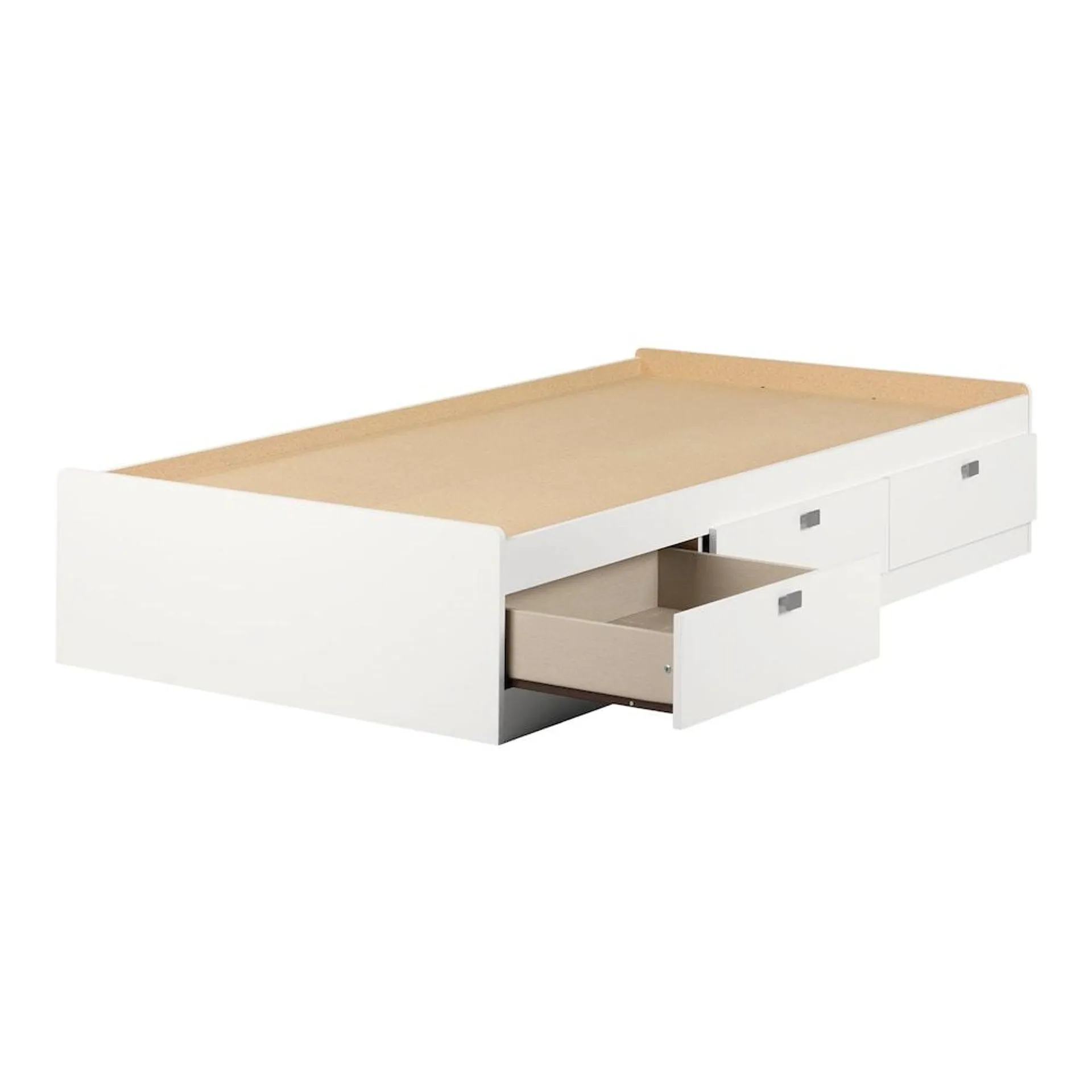 Spark 40.5 in. x 76.5 in. x 14.75 in. Twin Mates Bed with Drawers in Pure White