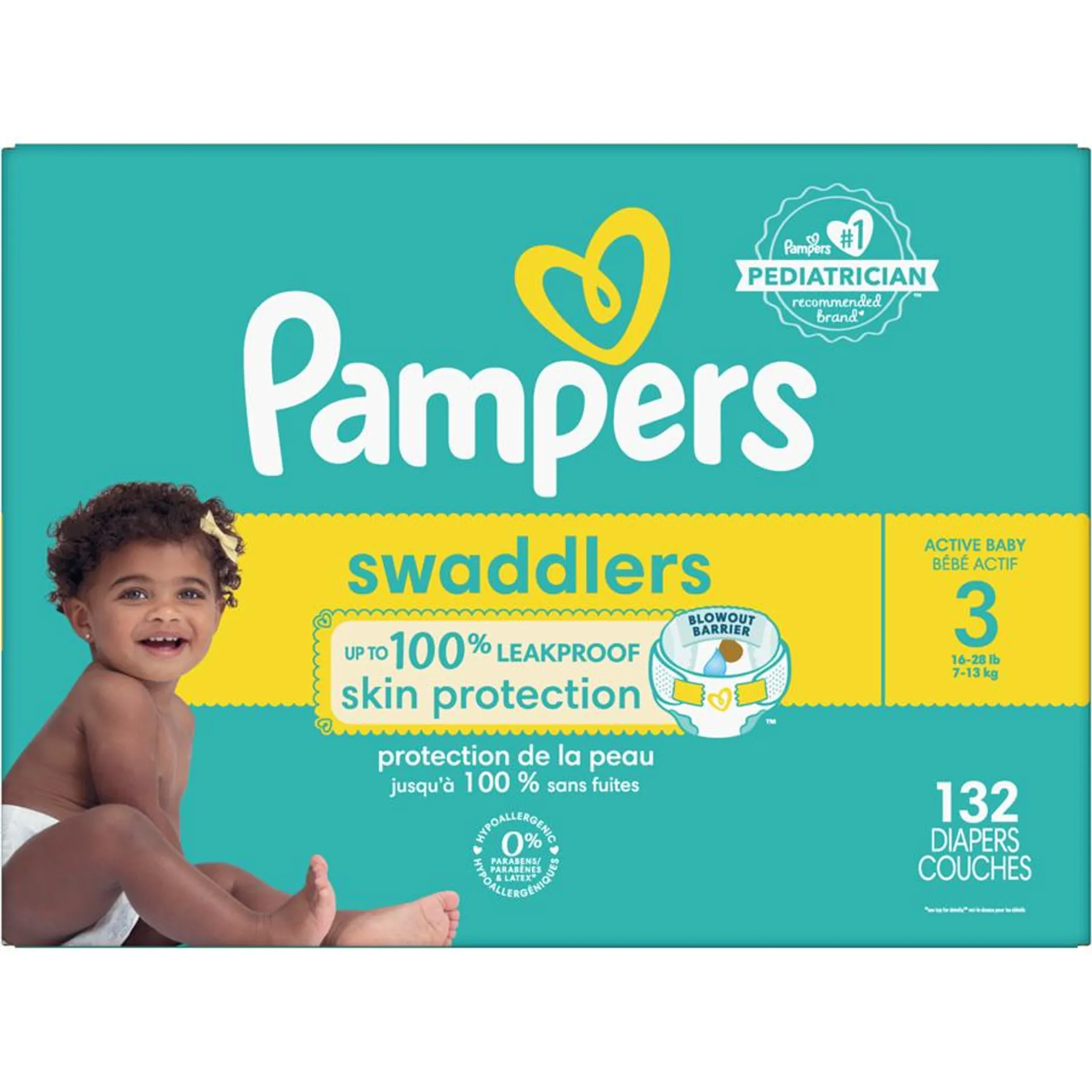 Swaddlers Active Baby Diaper Size 3 132 Count