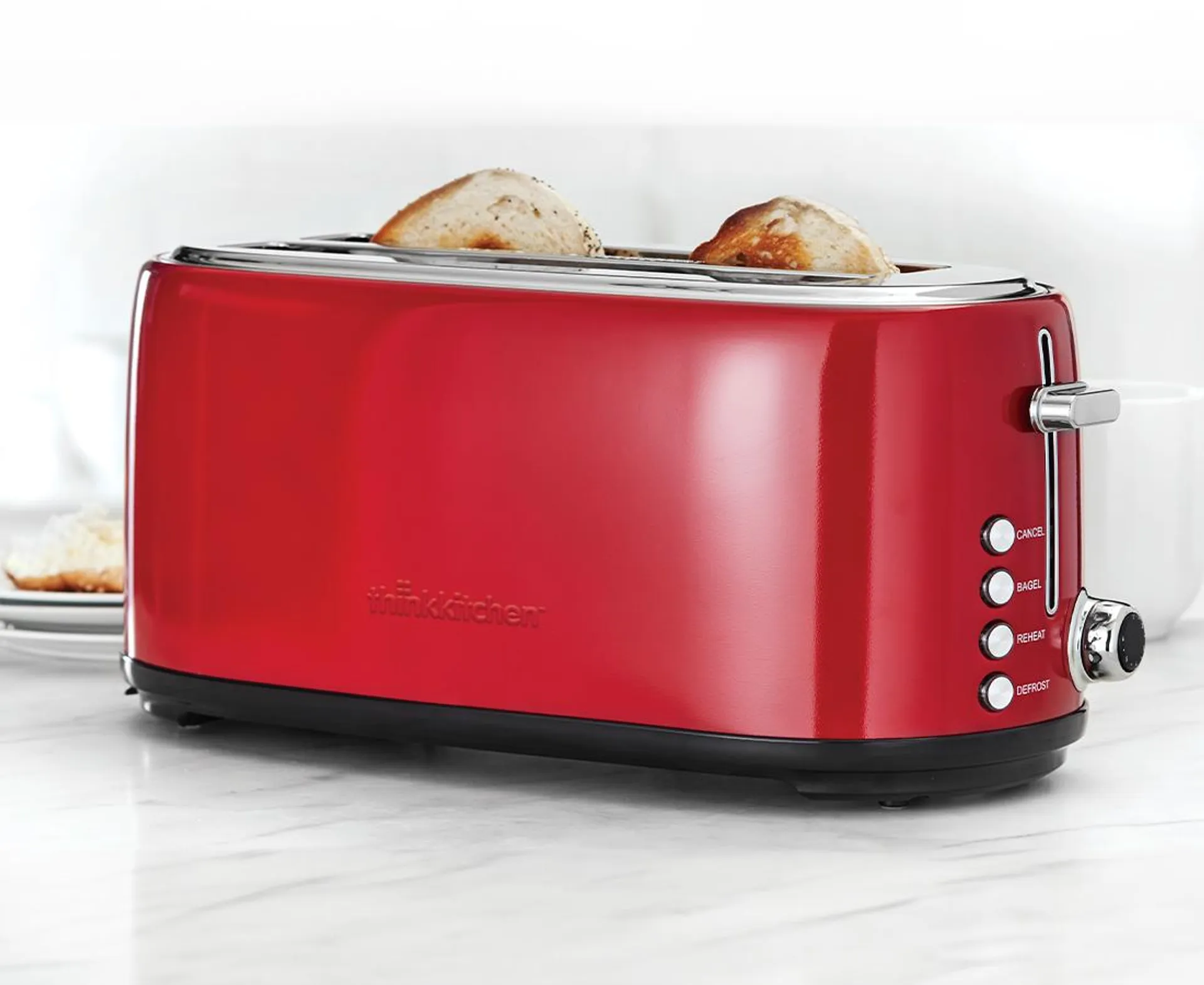 thinkkitchen Slim 4-Slice Toaster, Red