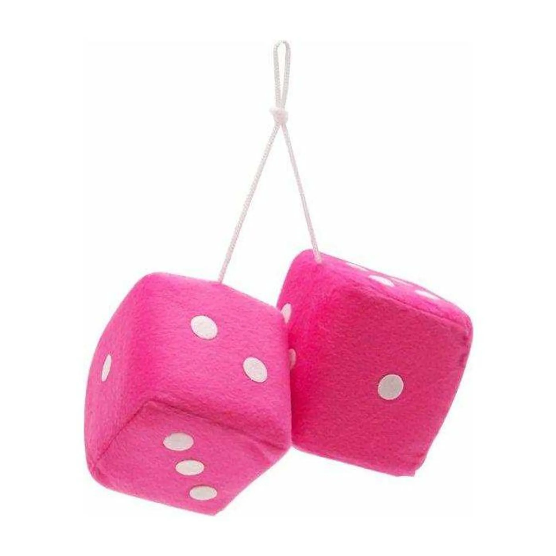 AutoLoc Pink Fuzzy Dice with white or Black Dots