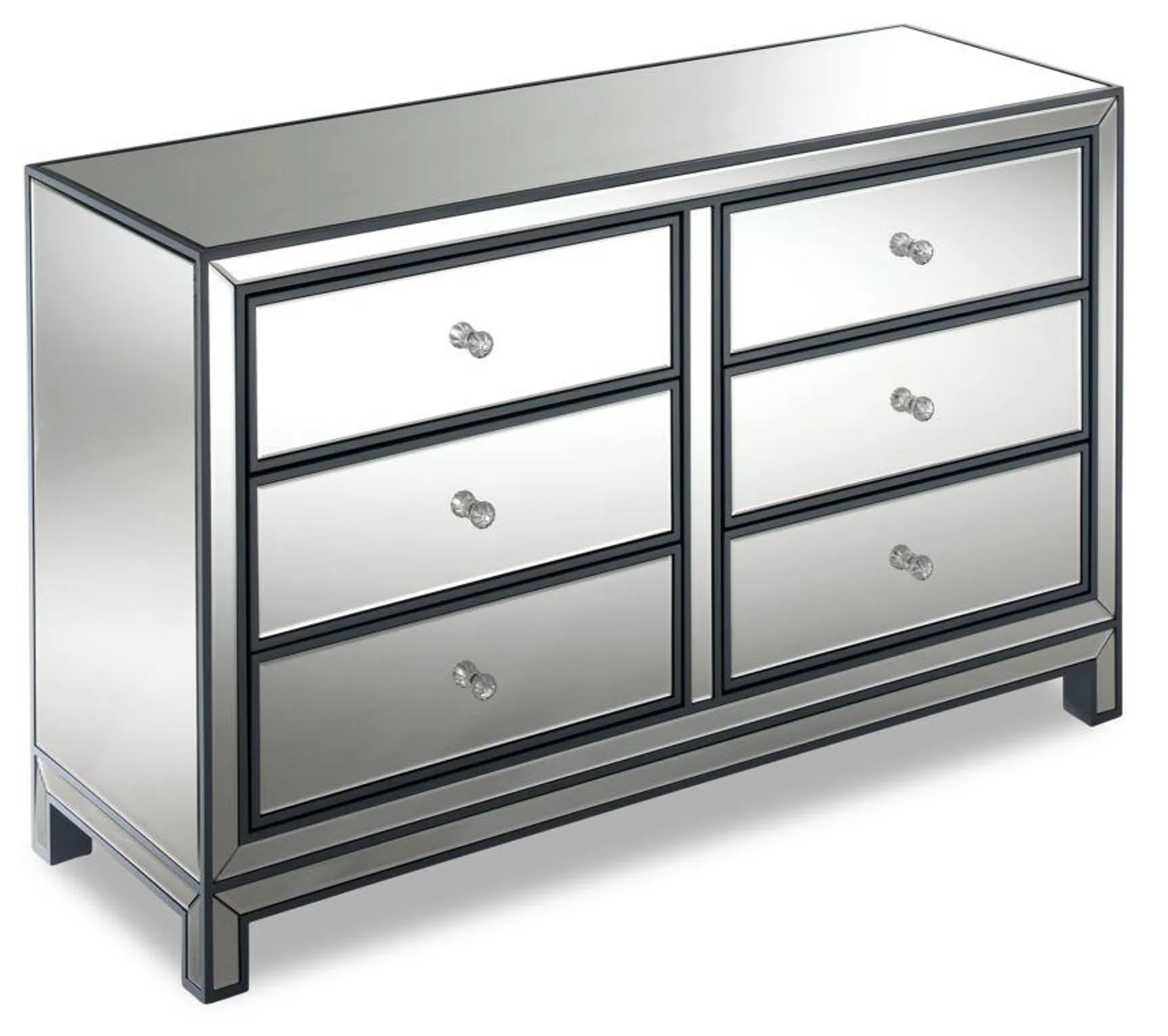 Crystal 6 Drawer Dresser - Mirrored Glass