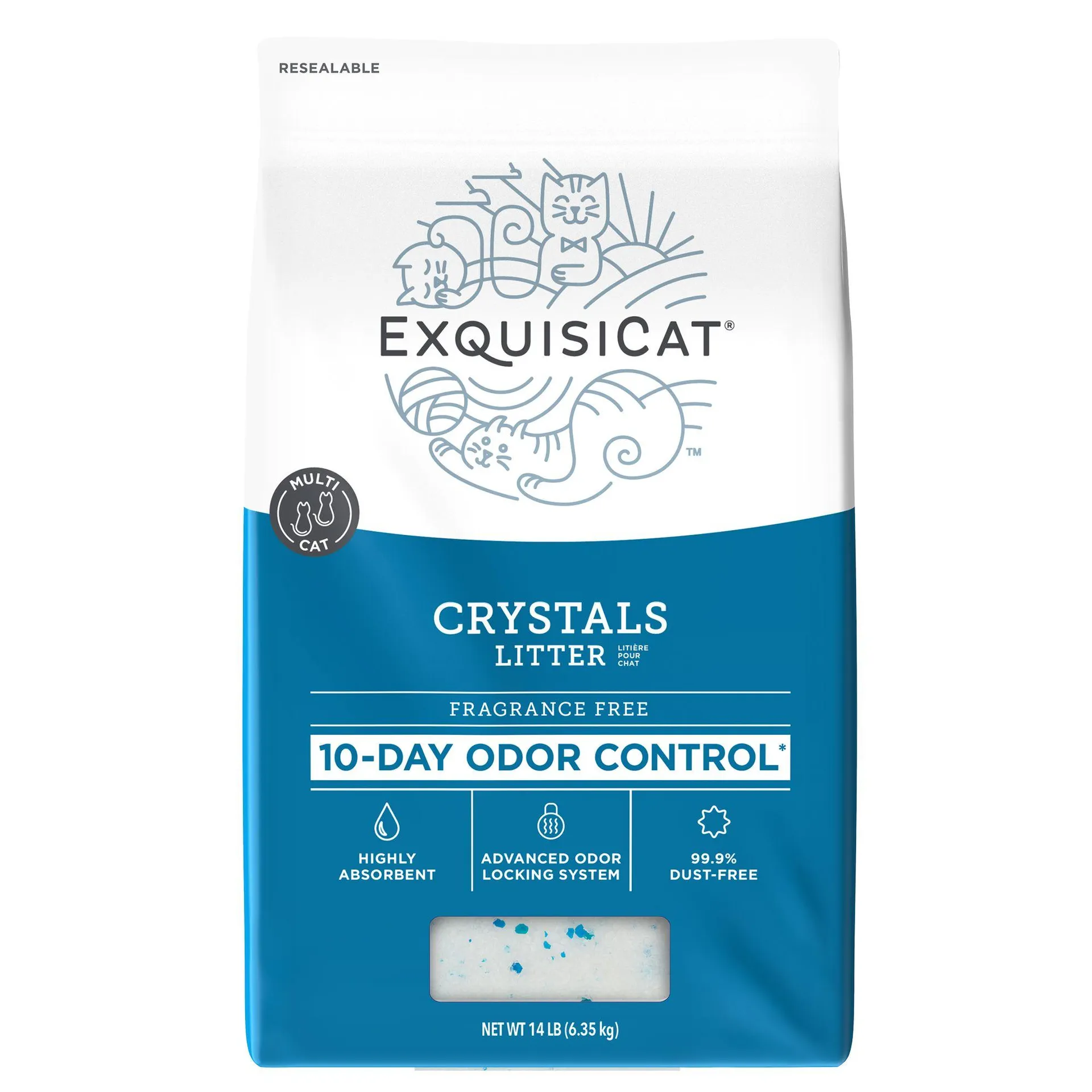 ExquisiCat Crystals Multi-Cat Silica Cat Litter - Unscented, Low Dust