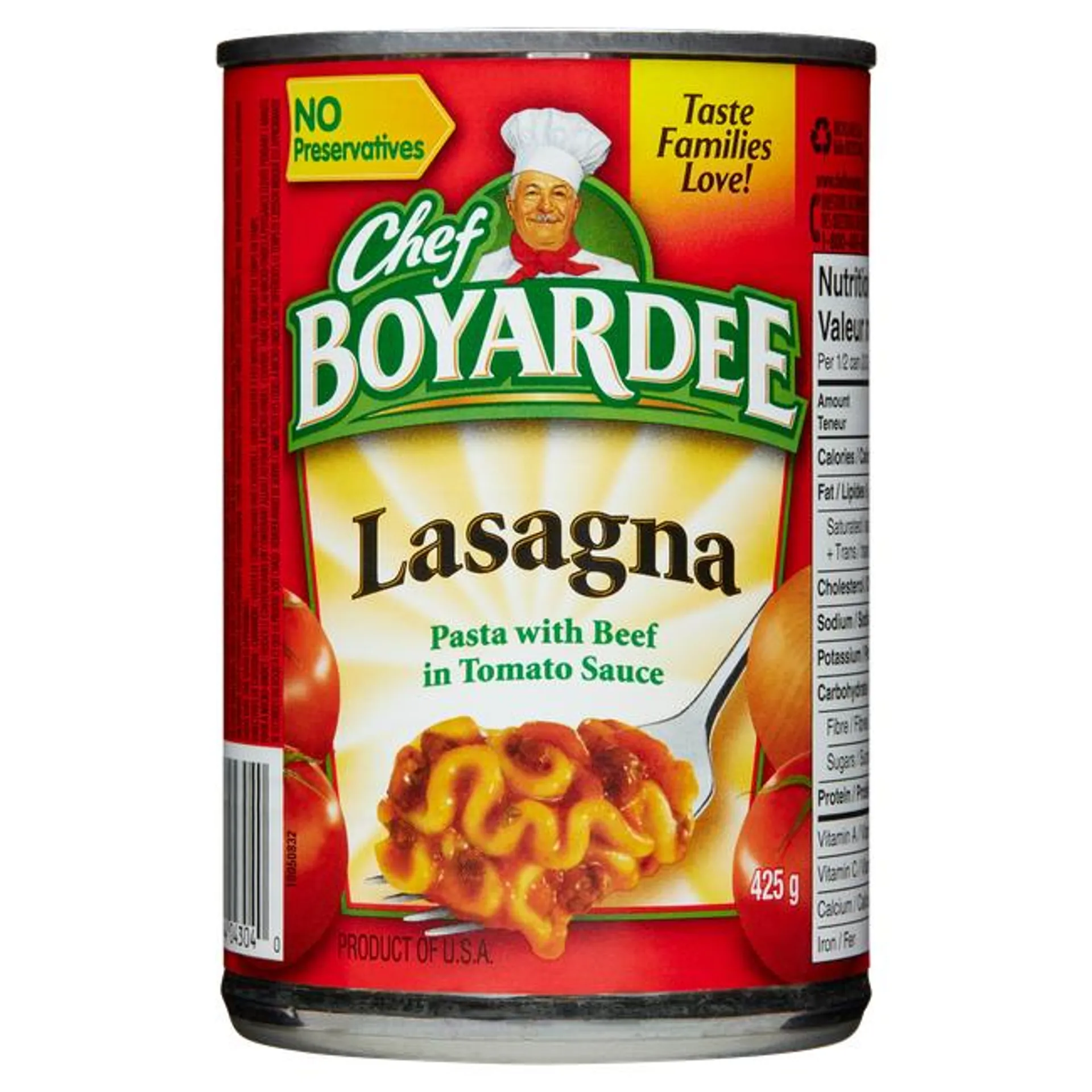 Chef Boyardee Lasagna Pasta With Beef in Tomato Sauce 425 g