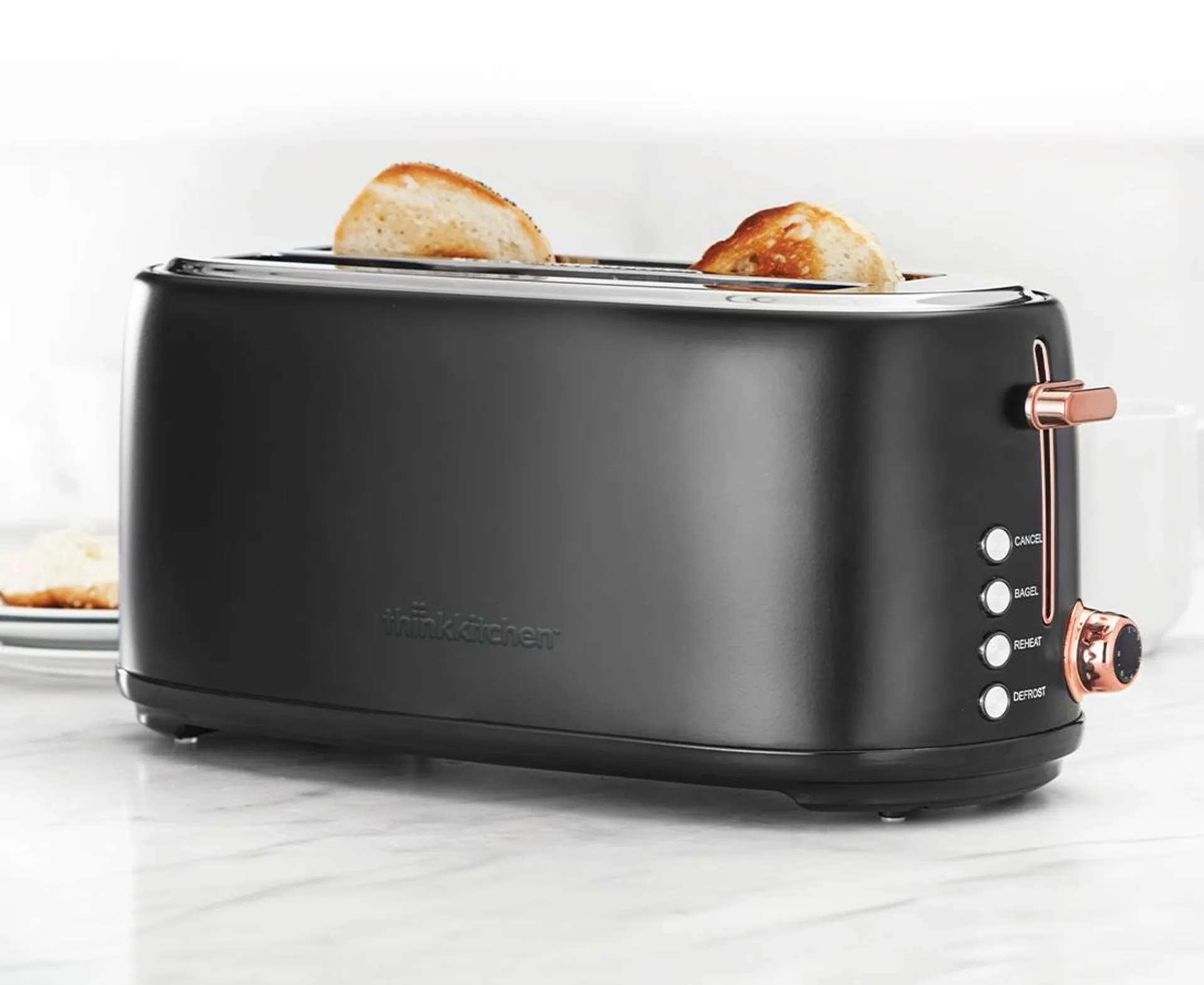 thinkkitchen Slim 4-Slice Toaster, Black