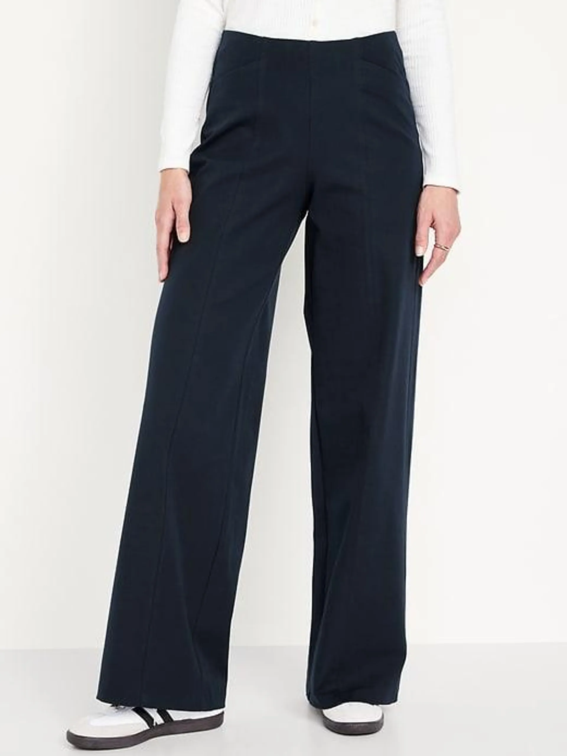 High-Waisted Pull-On Pixie Wide-Leg Pants