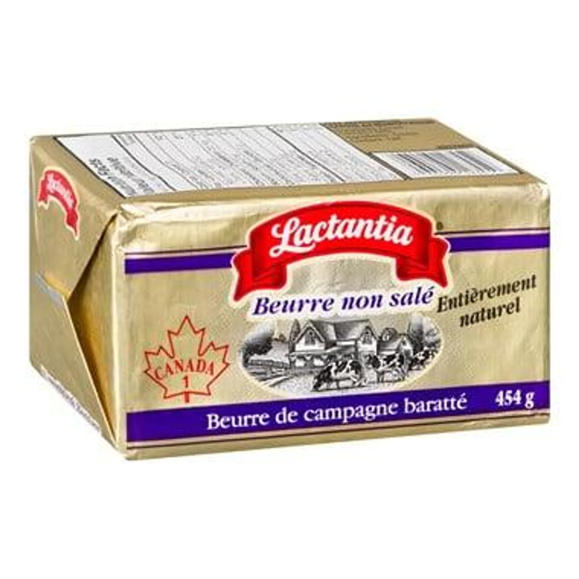 Beurre non salé de campagne baratté 454 g