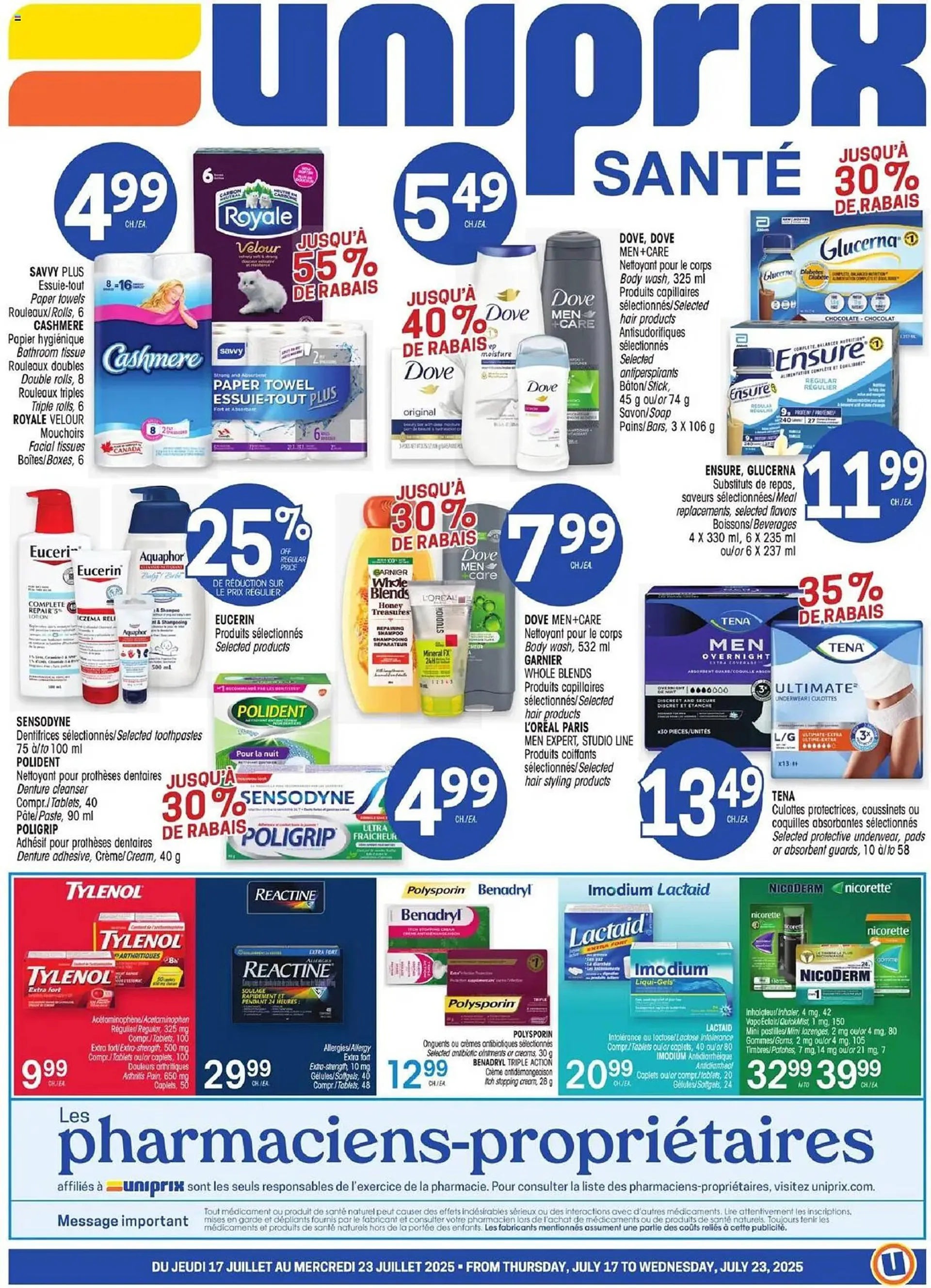 Uniprix flyer from July 17 to July 23 2025 - flyer page 1