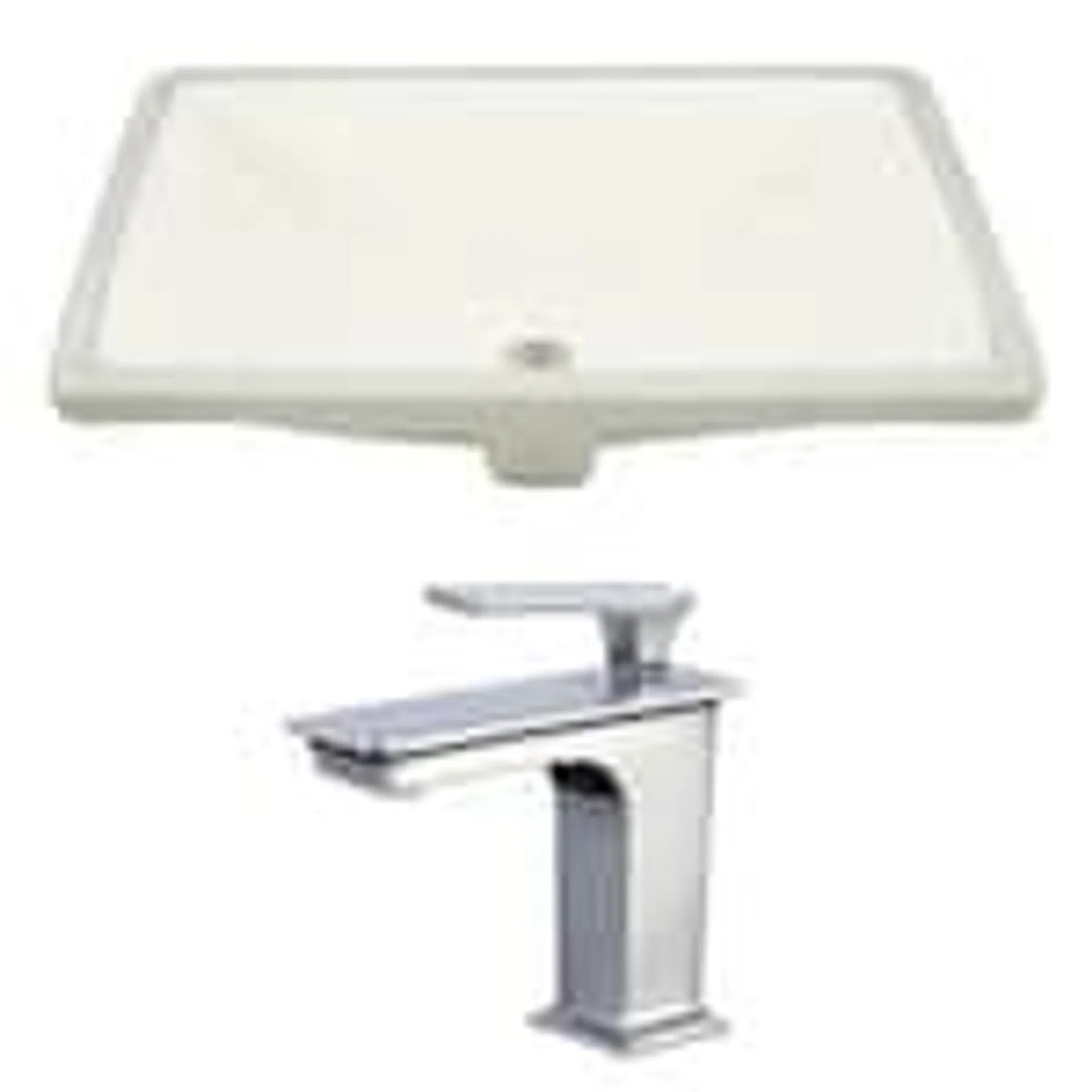 20.75- inch W Rectangle Undermount Sink Set In Biscuit - Chrome Hardware With 1 Hole CUPC Faucet