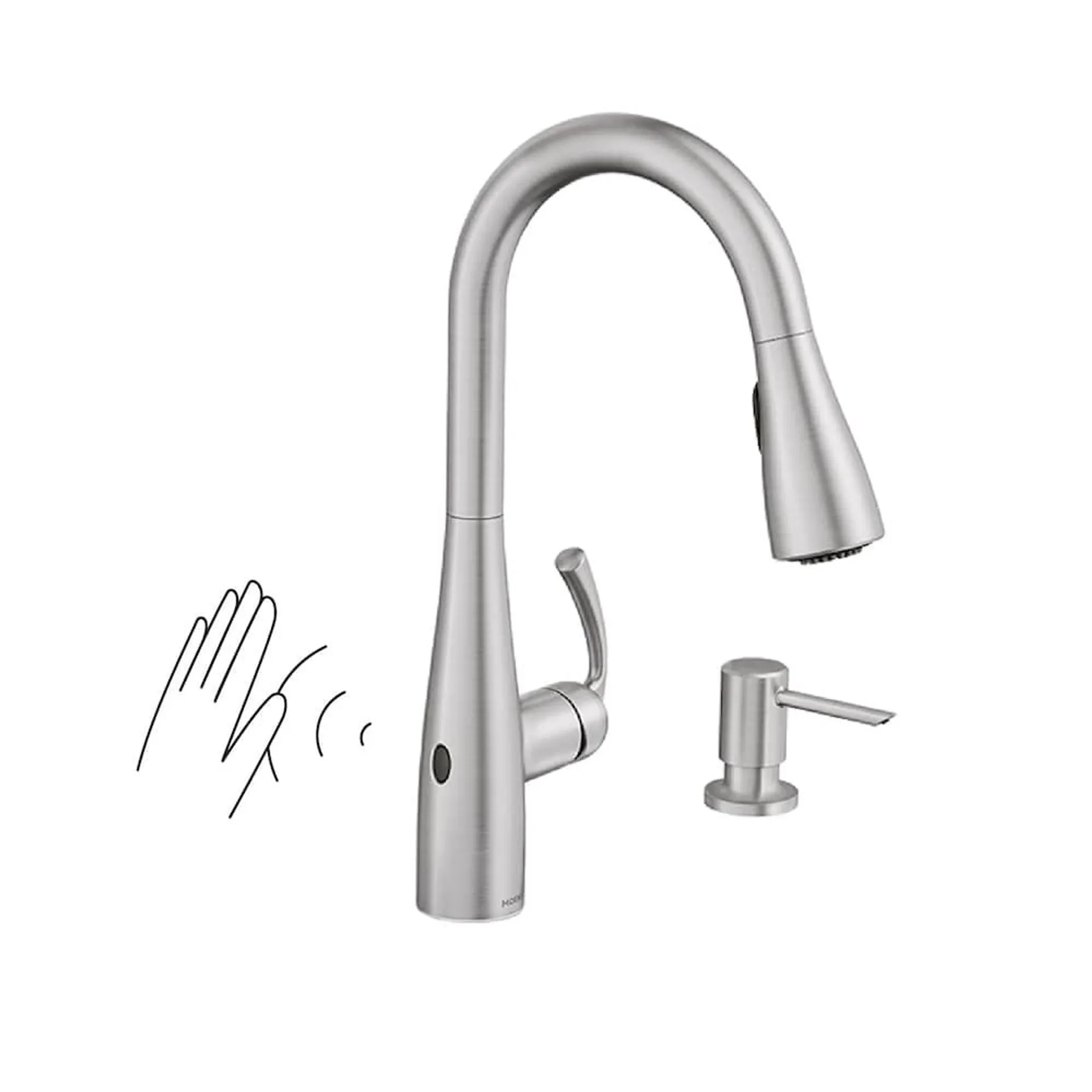 Essie Touchless Pull Down Kitchen Faucet/Tap with Soap Dispenser in Spot Resistant Stainless Steel