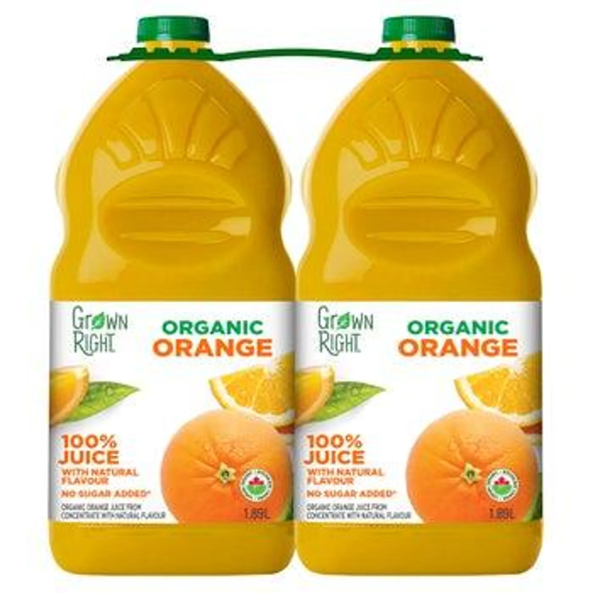 Grown Right Organic Orange Juice, 2 x 1.89 L