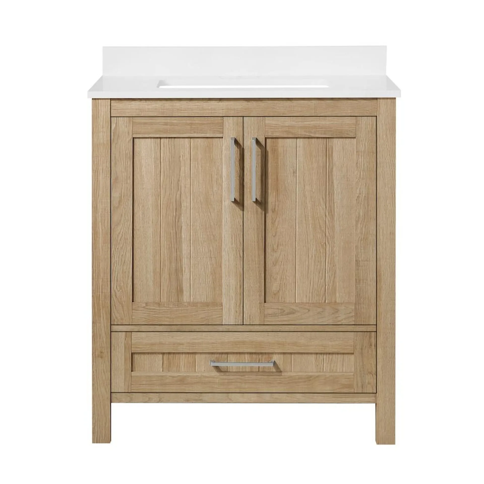 Kansas 30 inch Single Sink Bathroom Vanity in White Oak Finish