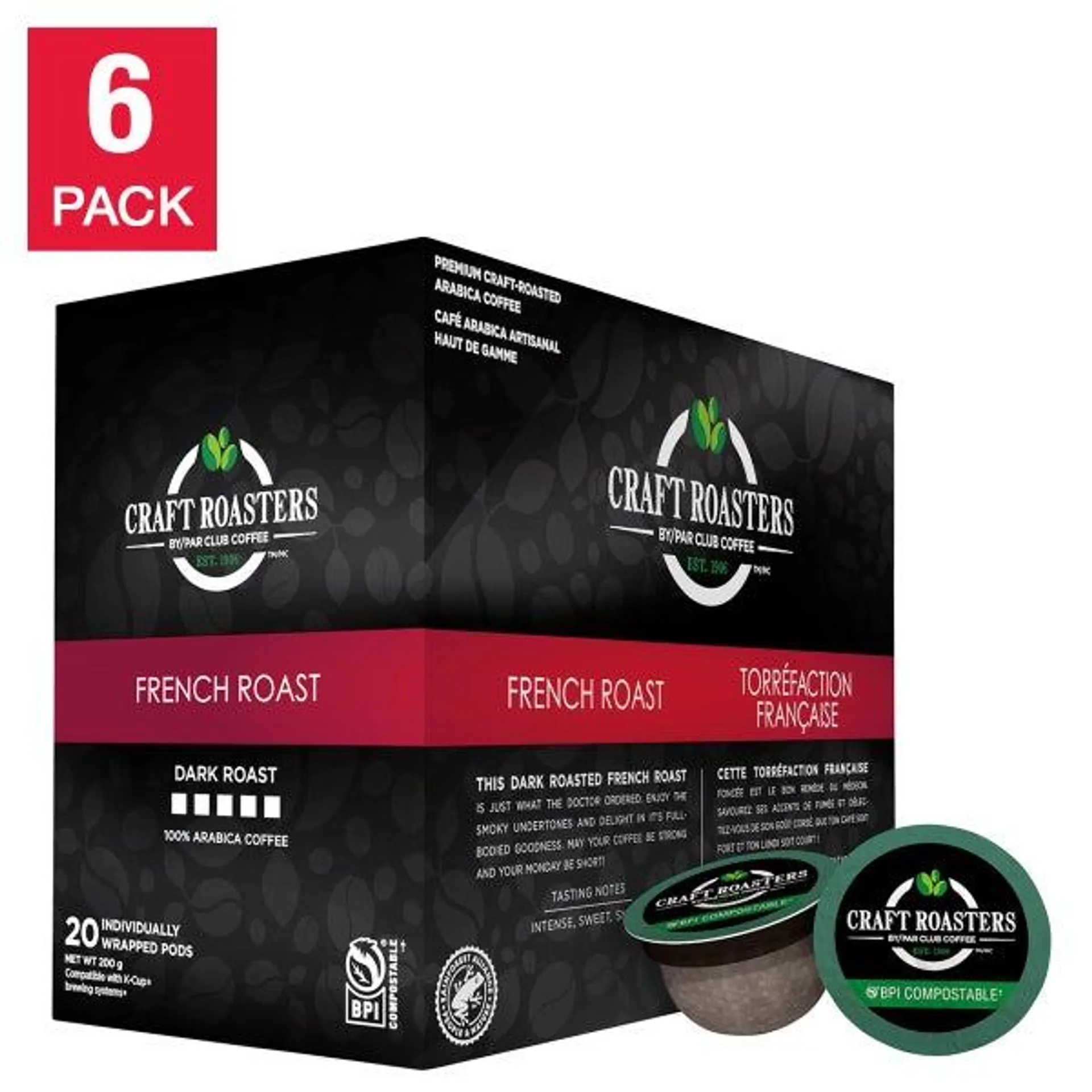 Club Coffee Craft Roasters French Dark Roast K-Cup Pods, 120-count