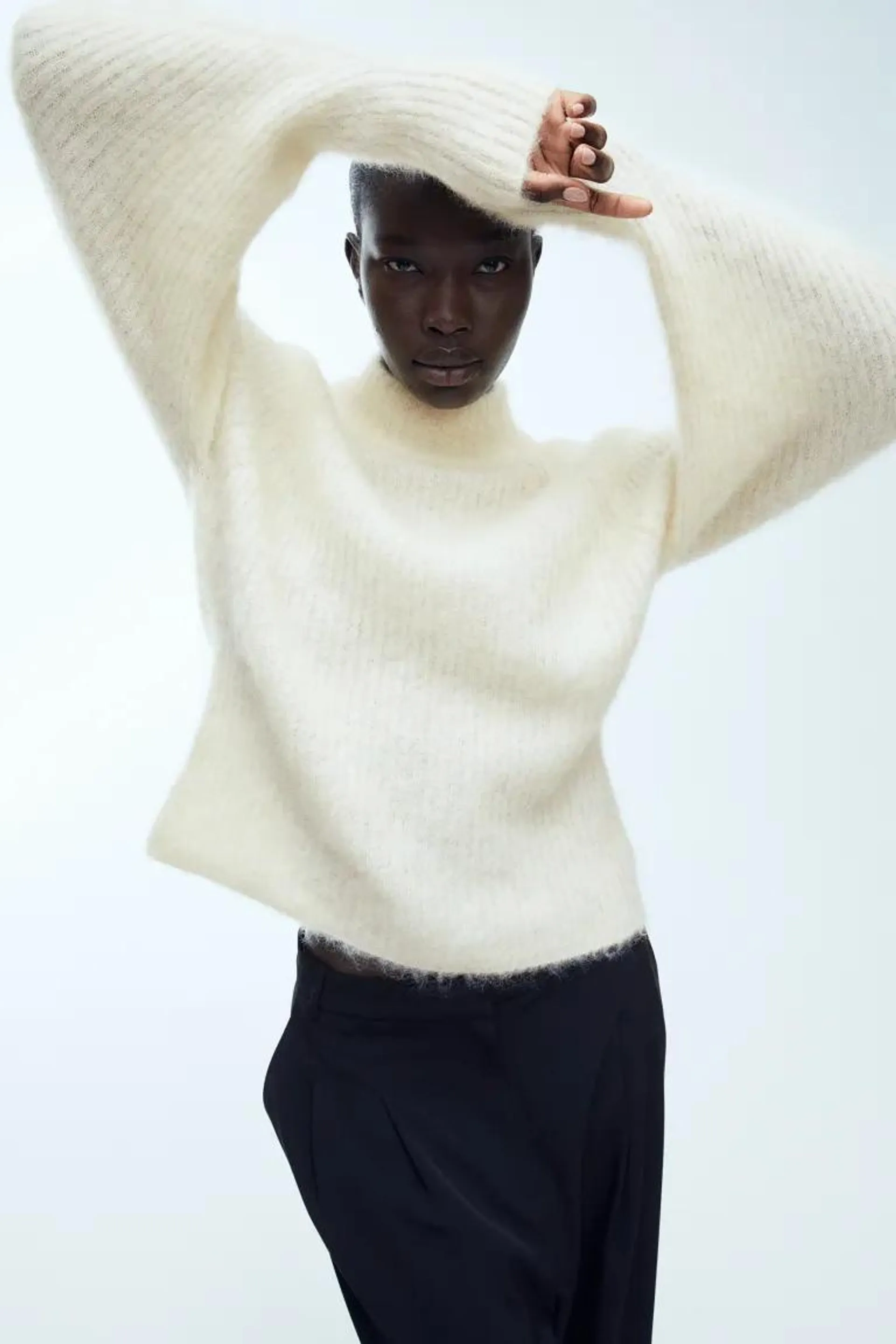 Mohair-blend Rib-knit Sweater