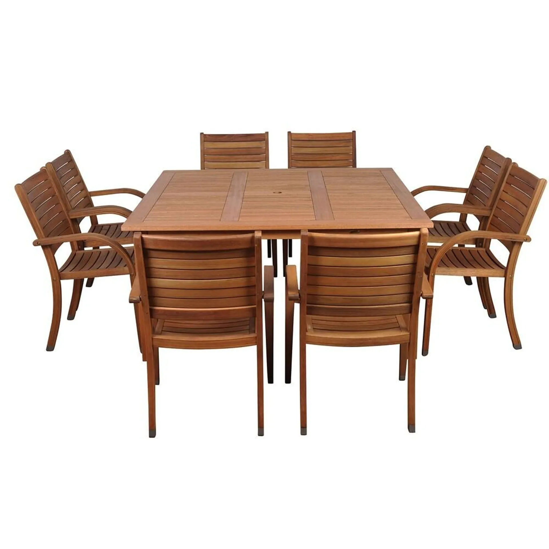 Arizona Square 9-Piece Eucalyptus Patio Dining Set