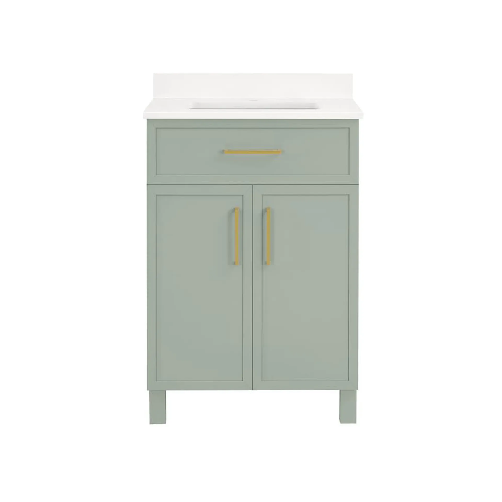 Bilston 24 in. W x 19 in. D x 34.5 in. H Bath Vanity in Sage Green with White Engineered Stone Top