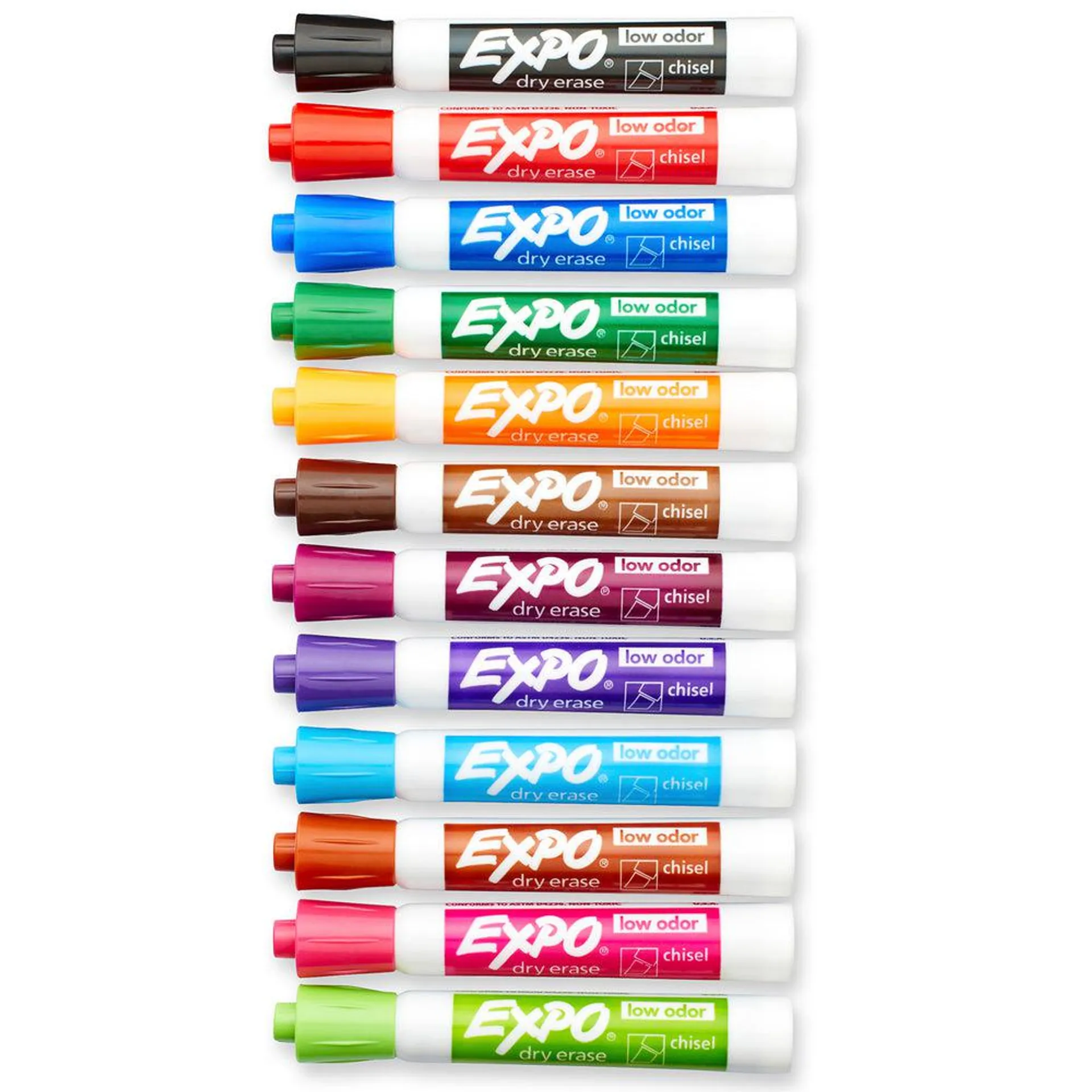 Expo Low Odour Dry Erase Markers - Chisel Tip - Assorted Colours - 16 Pack