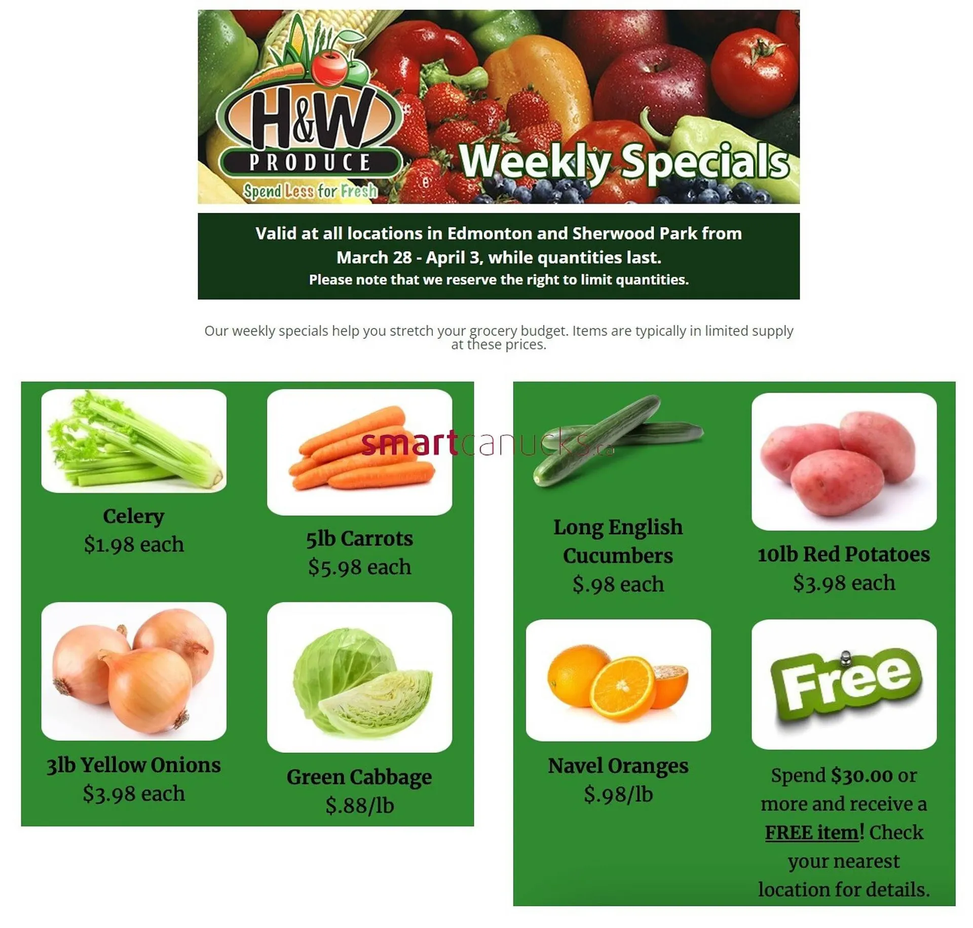 H&W Produce flyer from March 28 to April 3 2024 - flyer page 1