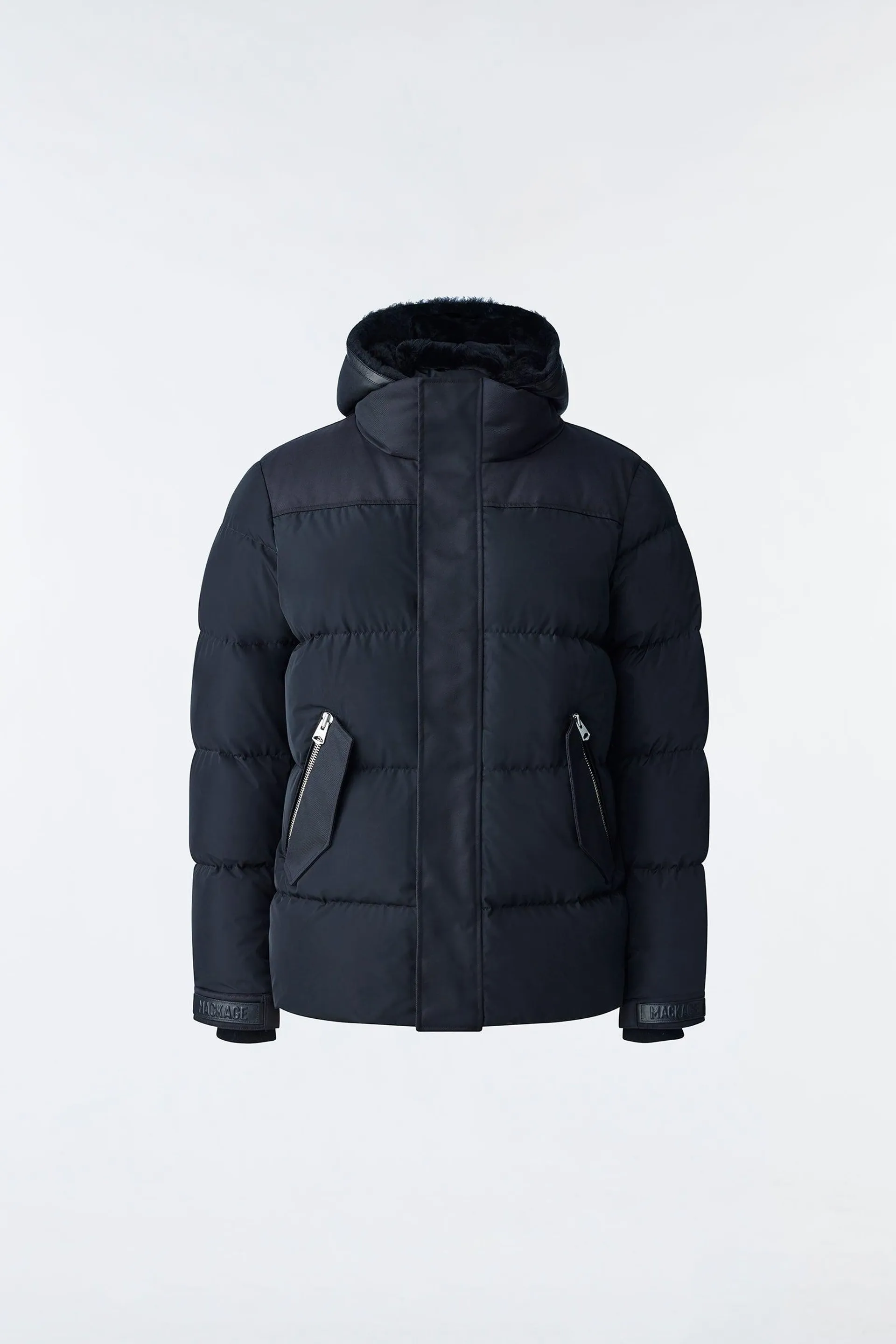 RILEY classic down jacket with removable shearling bib