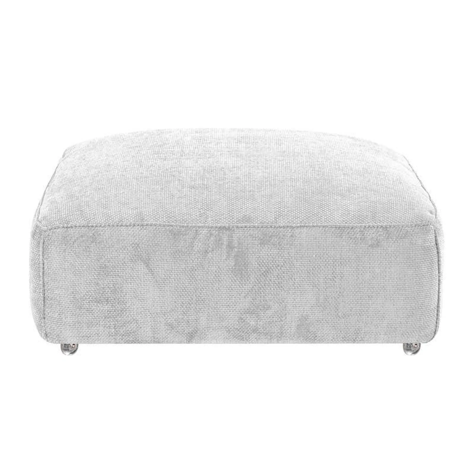 Ottoman en velours texturé sur roulettes - beige