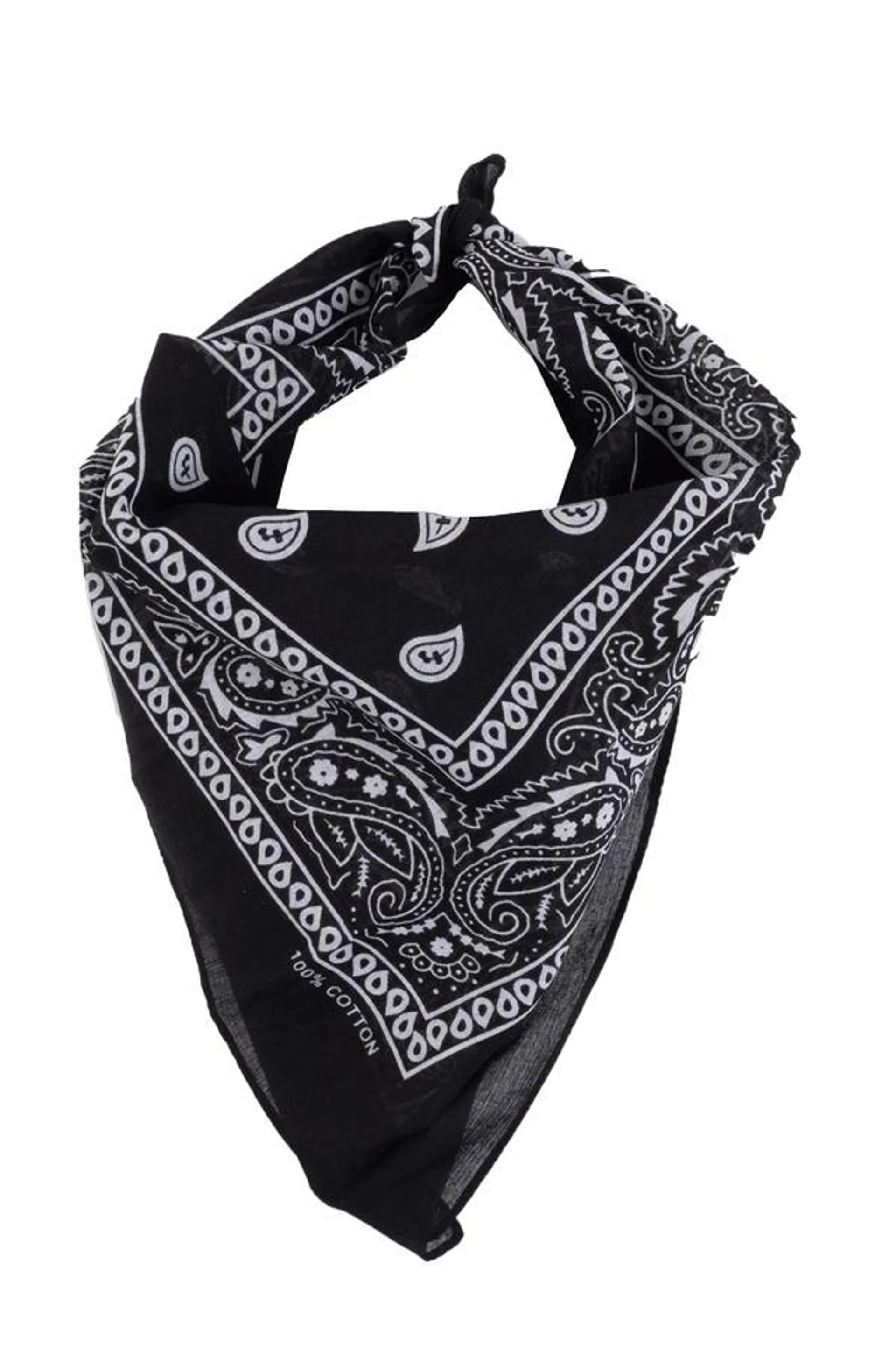 Double-sided paisley print bandana scarf, black