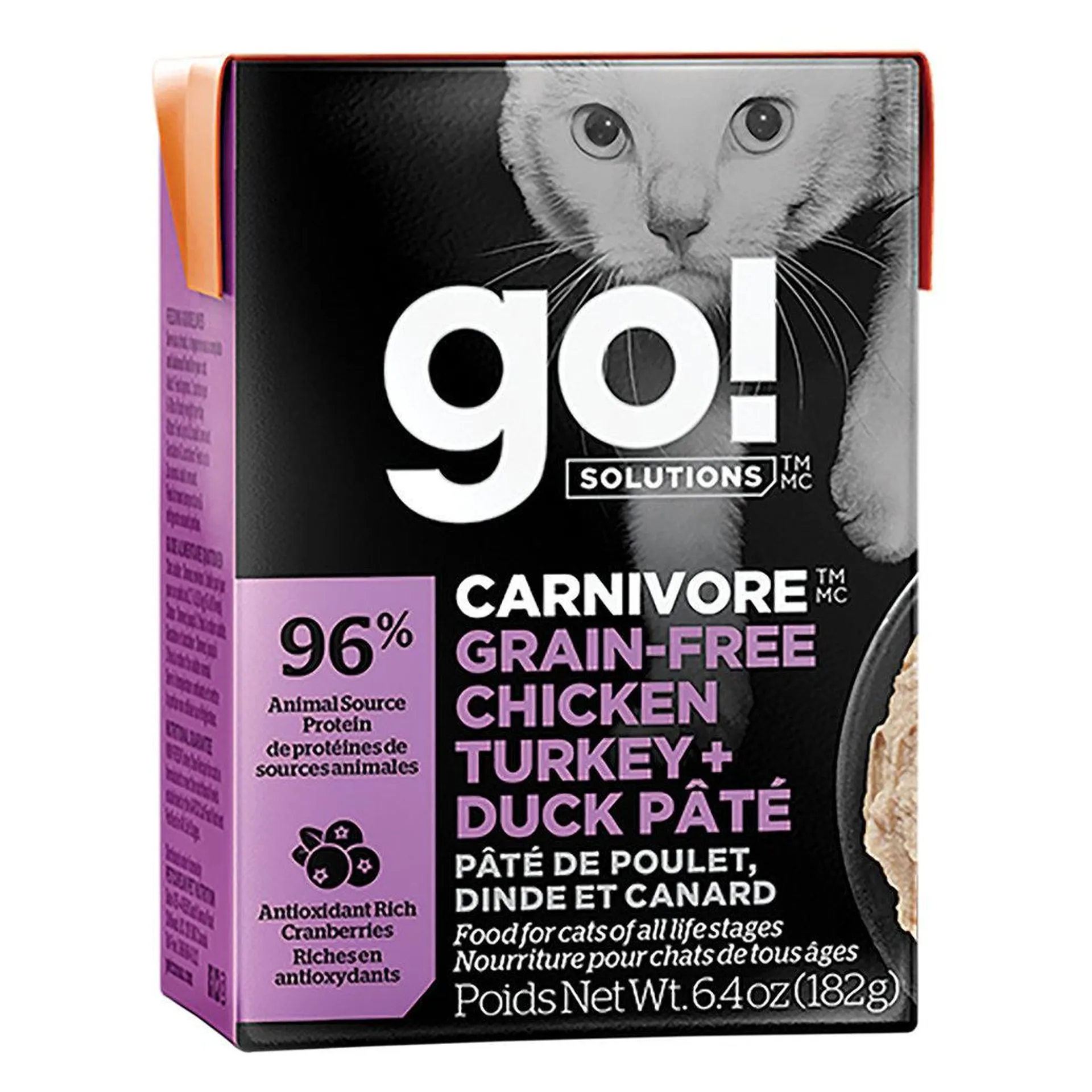 GO! SOLUTIONS, CARNIVORE Grain Free Chicken, Turkey + Duck Pâté for cats - Wet Cat Food