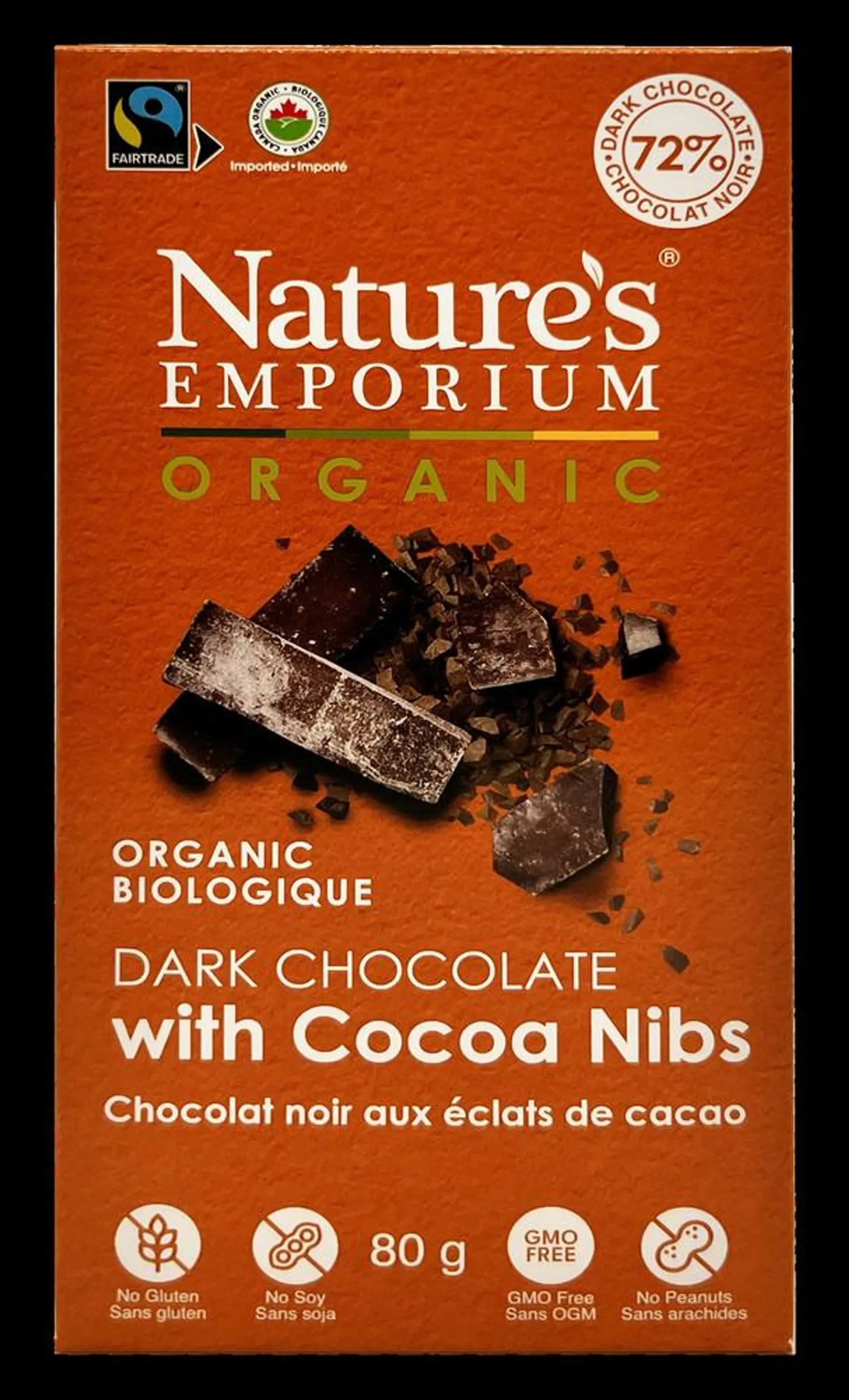 Nature's Emporium Organic Dark Chocolate with Cocoa Nibs