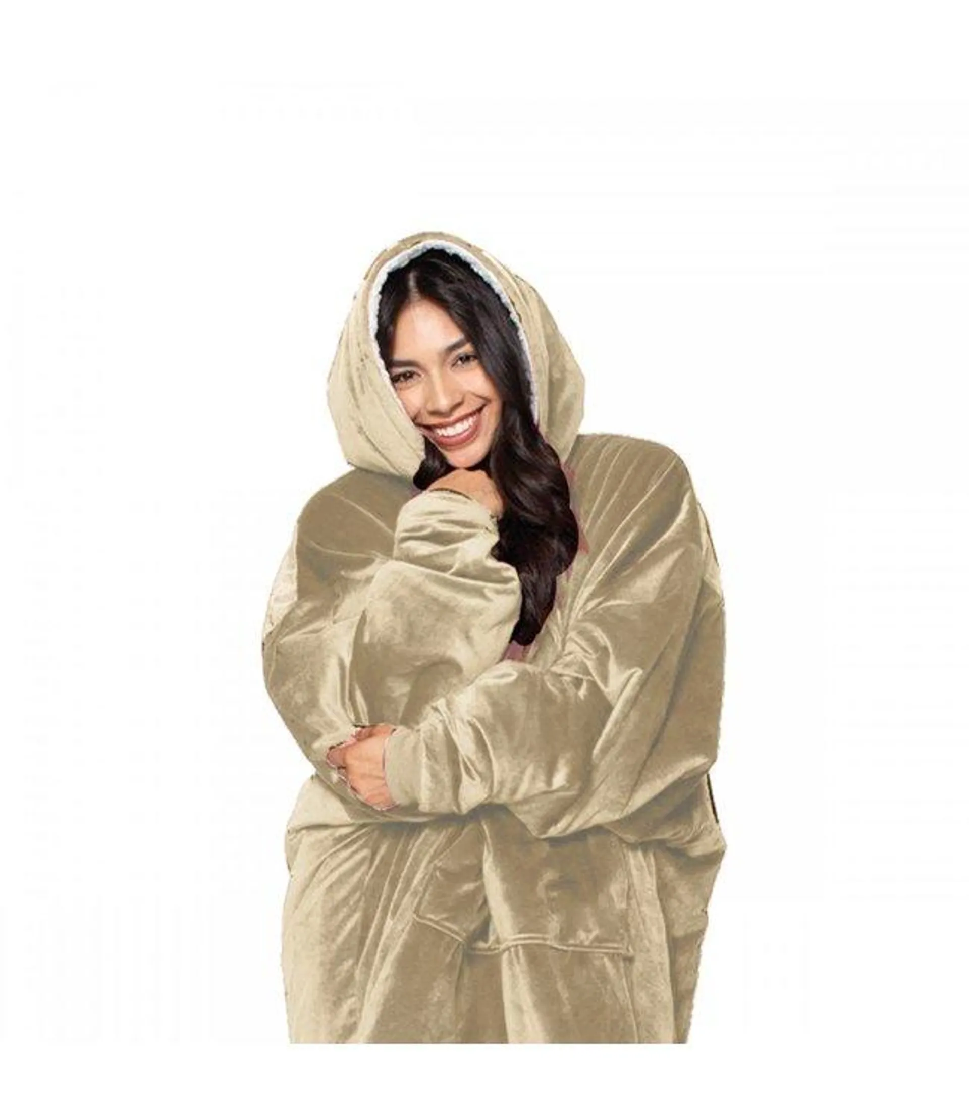 RUSTIC CABIN COZY VELOUR HOODED BLANKET w/SHERPA LINING 40"