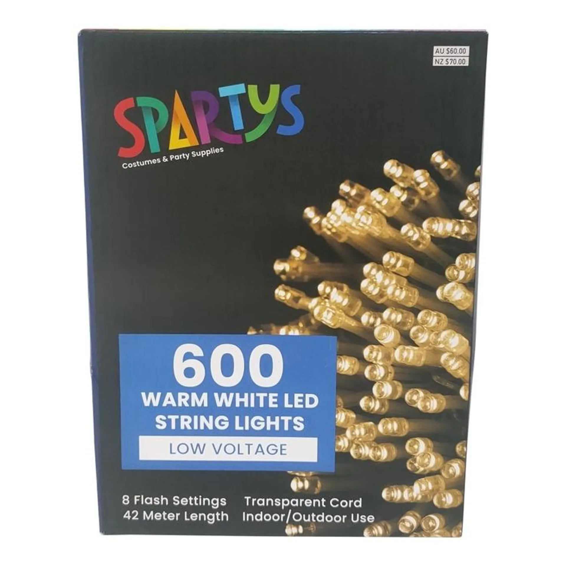 Spartys 600 Low Voltage Clear Cord LED Lights Warm