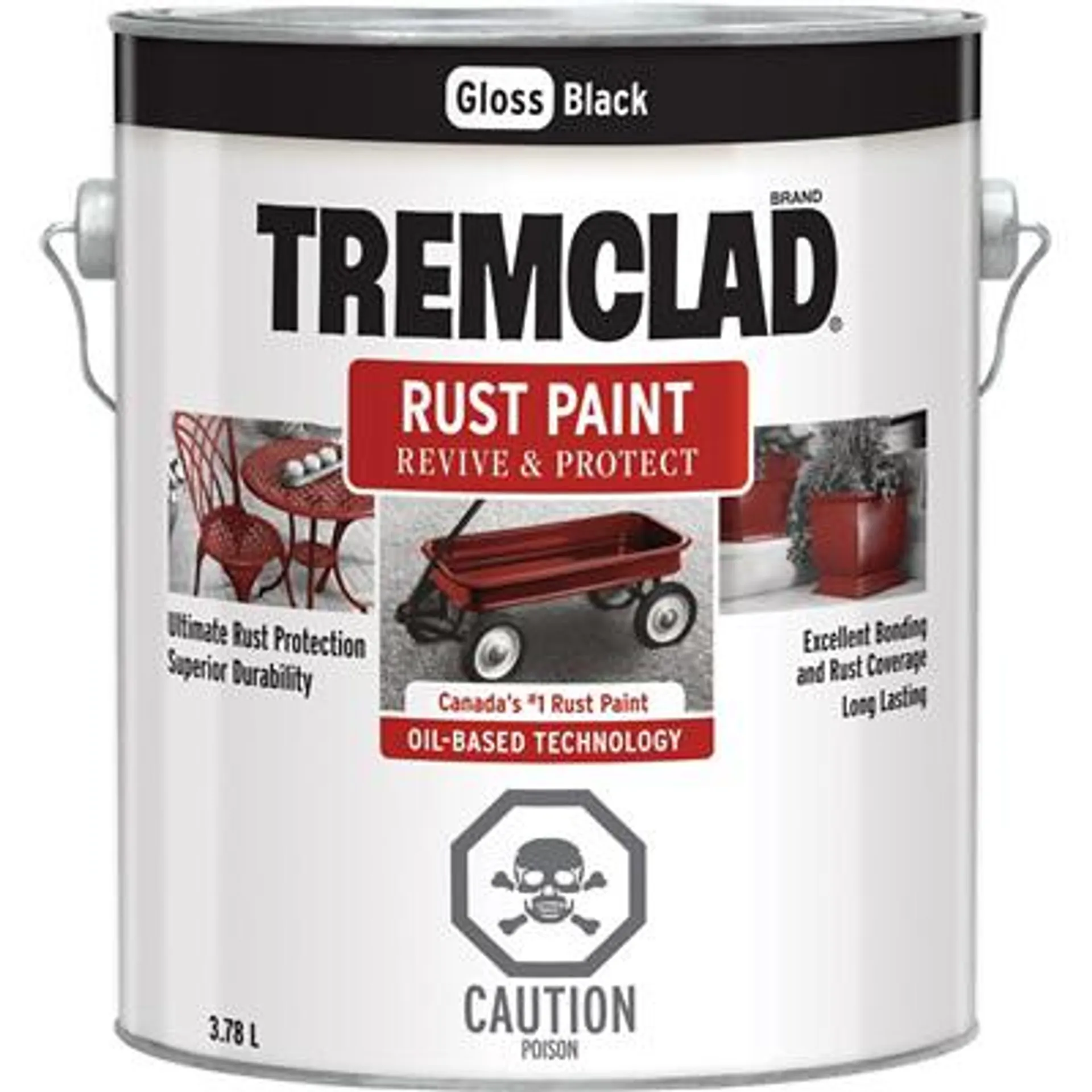 Tremclad Rust Paint Gloss Black- 3.78L