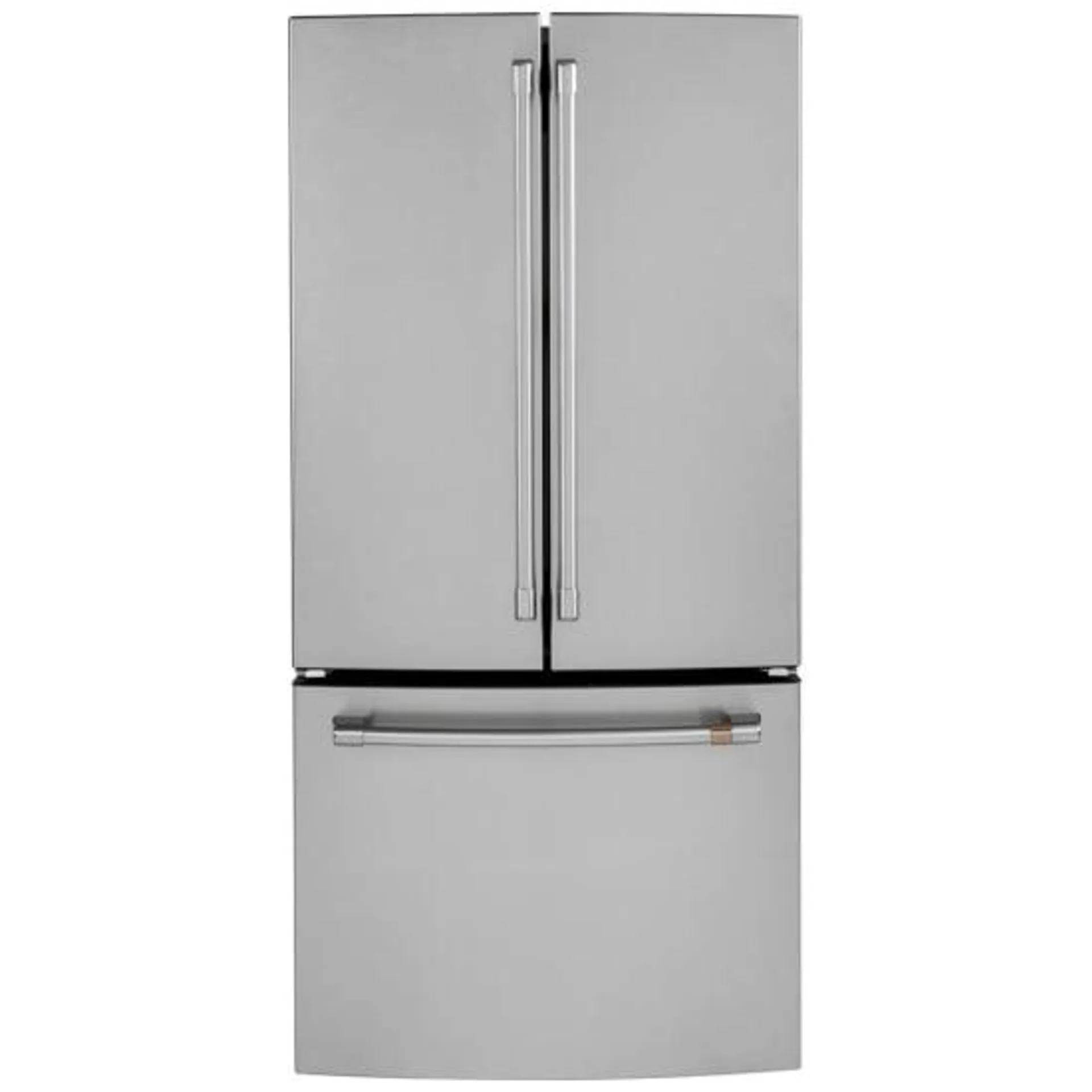 Cafe CWE19SP2NS1 French Door Refrigerator, 33 inch Width, ENERGY STAR Certified, Counter Depth, 18.6 cu. ft. Capacity, Stainless Steel colour Turbo Cool, Quick Space Shelves