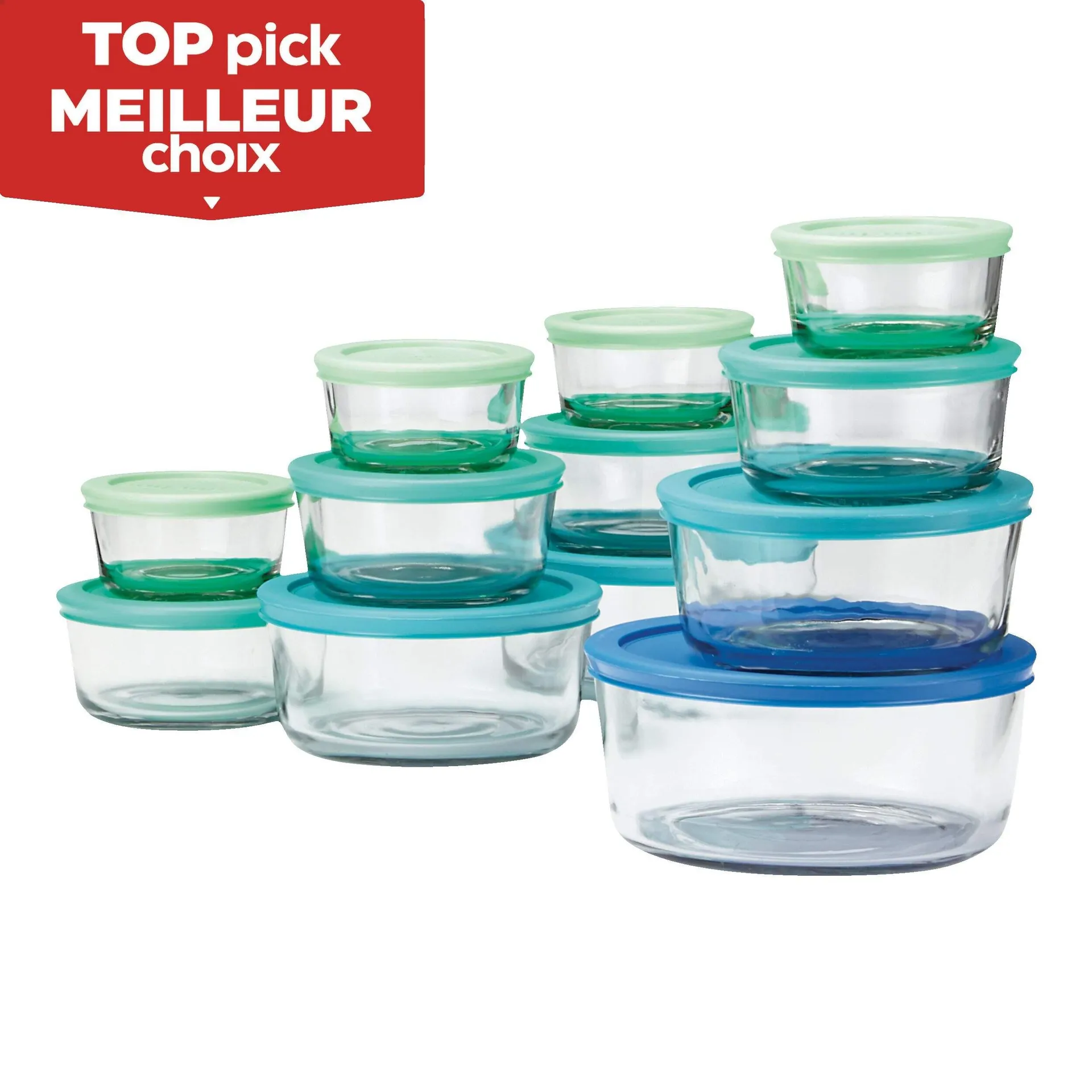 Anchor Hocking Glass Food Storage Set, Assorted Sizes, 24-pc