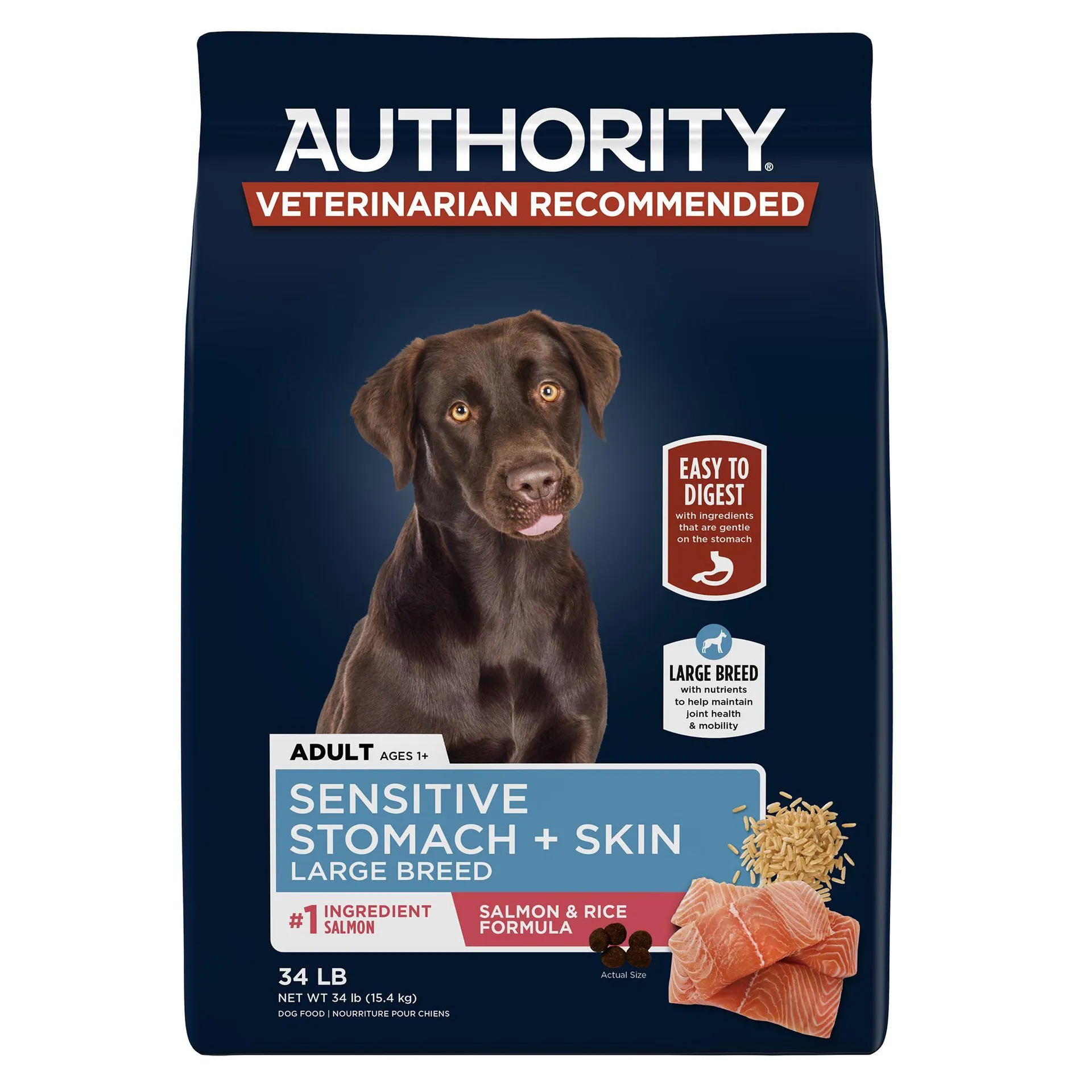 Authority Sensitive Stomach & Skin Large Breed Adult Dog Dry Food - Salmon & Rice