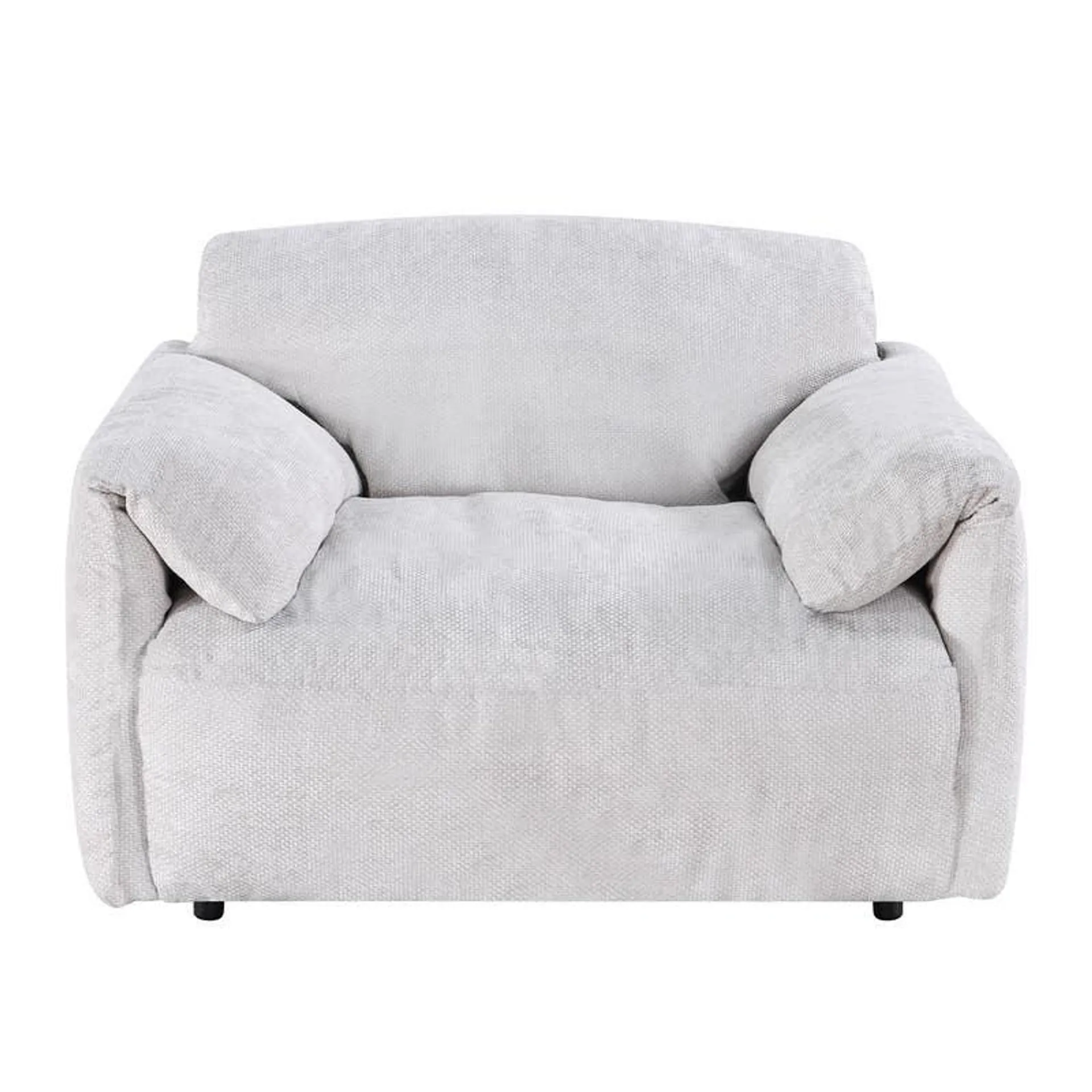 Fauteuil en velours texturé avec plumes - beige