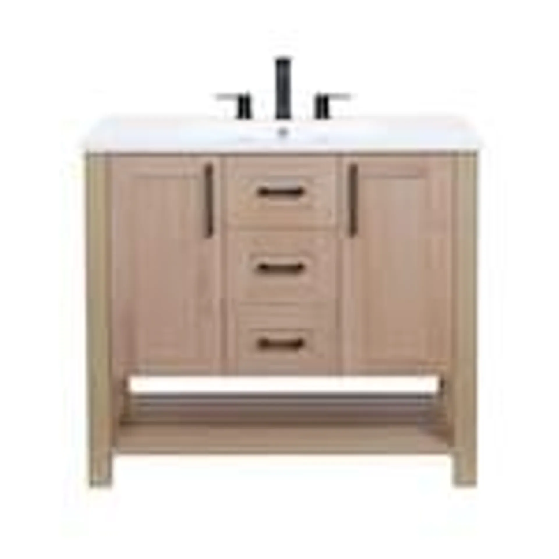 BOSSY Freestanding 37" Vanity,2 Doors, 3Drawers,with Sink MOD 3722-8-107S, Predriled for a 8" Faucet