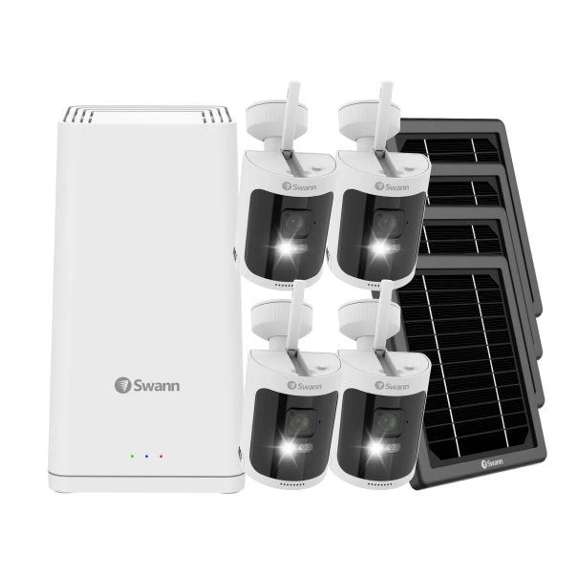 Swann AllSecure650 8-Channel 4-Cam 2K Wireless Security Kit with Battery Backup and Remote Solar Panels