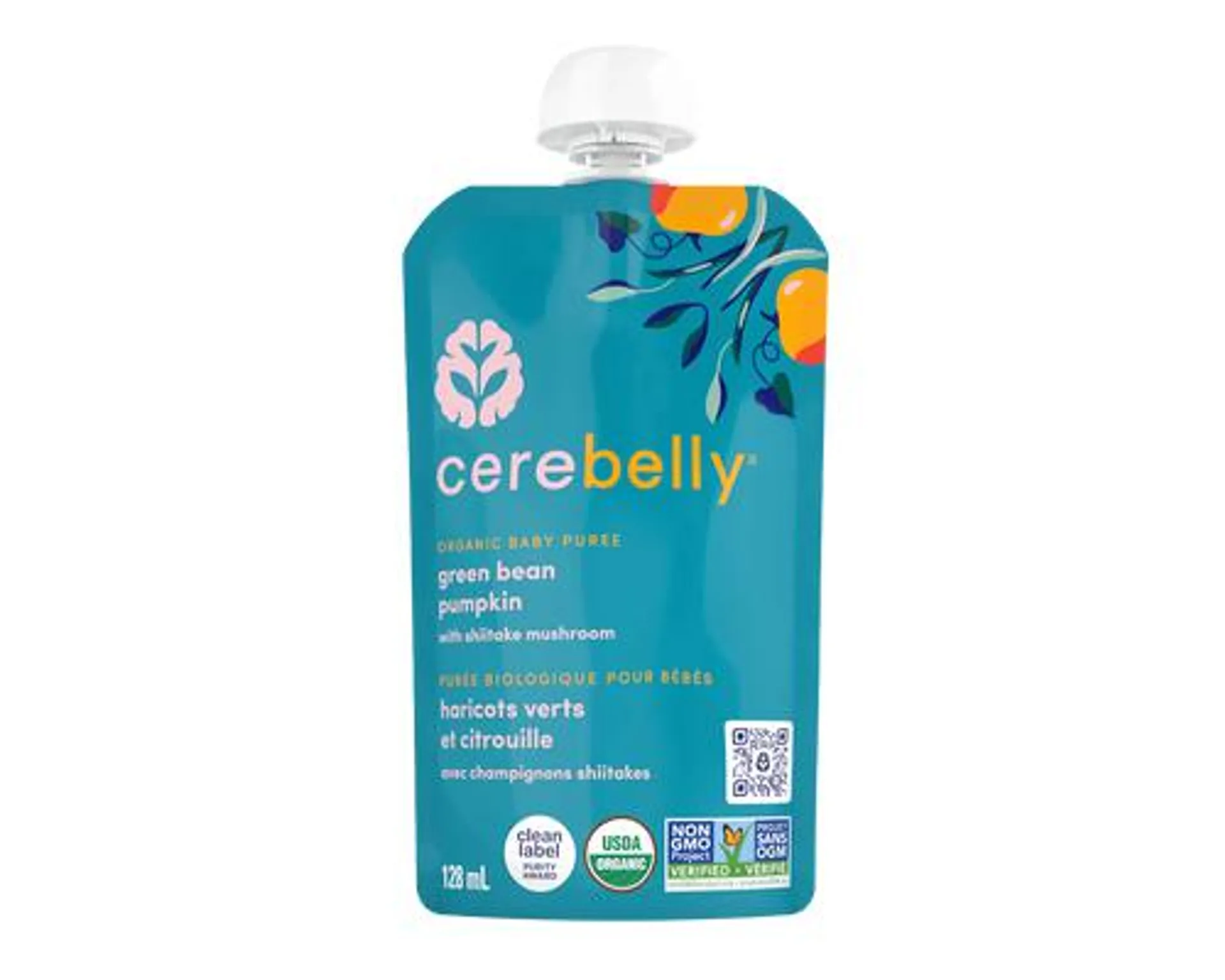 Cerebelly Organic Baby Puree Green Bean Pumpkin 128mL