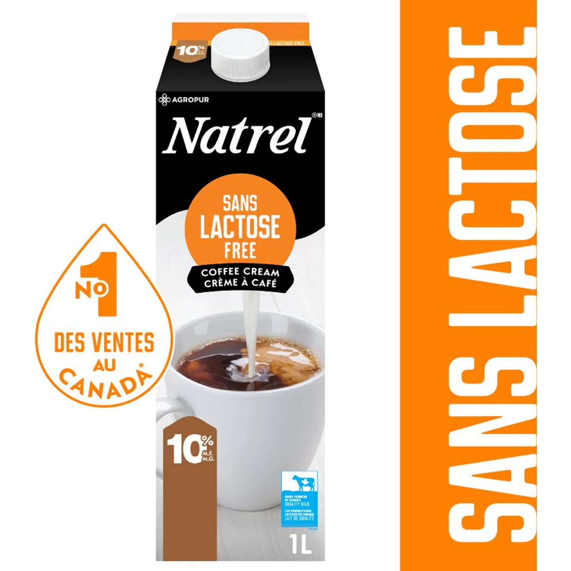 Crème à café sans lactose 10% (1L)