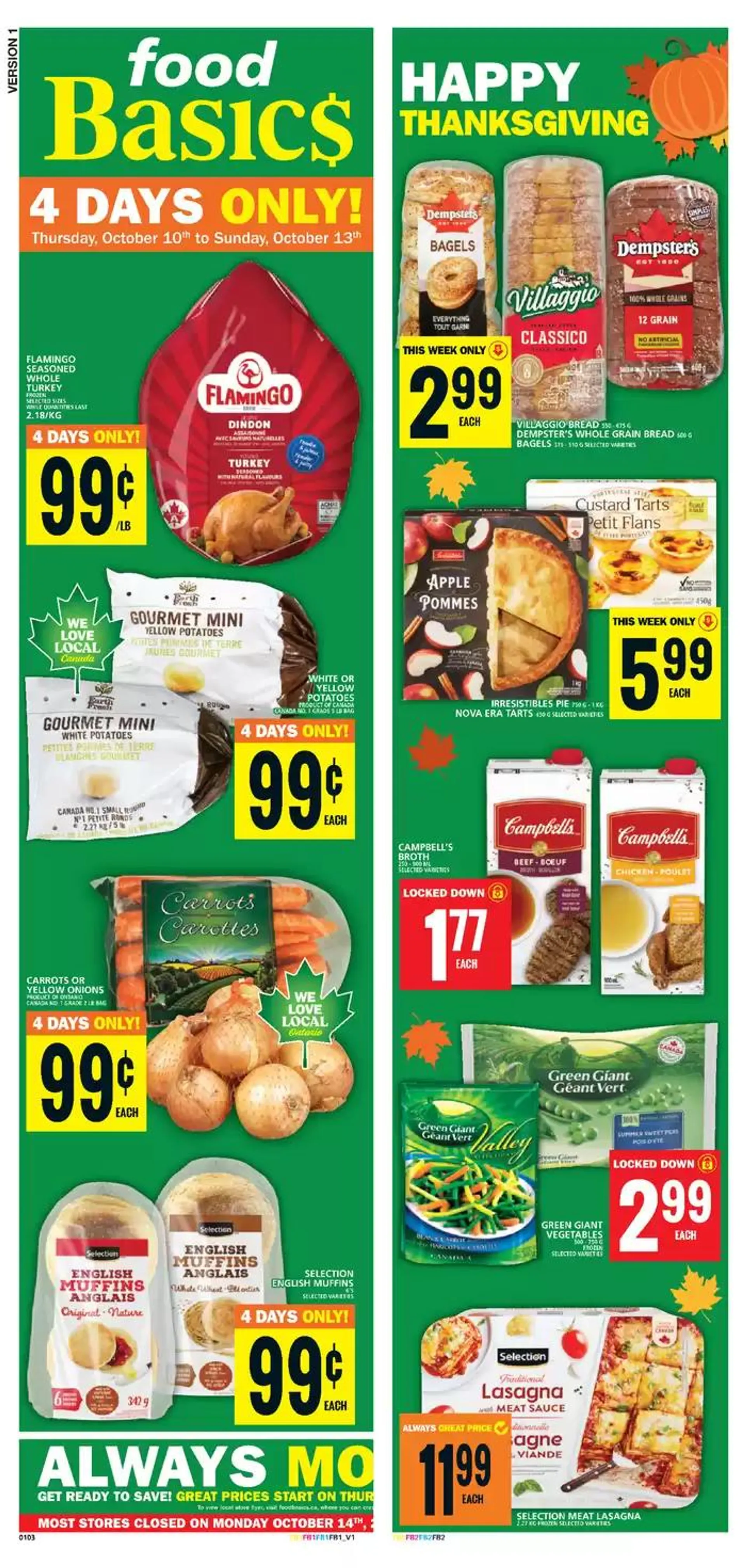 Food Basics weekly flyer from October 10 to October 16 2024 - flyer page 1